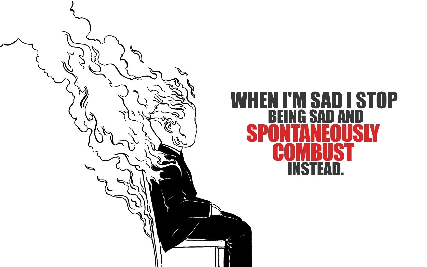 Man spontaneously combusts instead of being sad HD Wallpaper