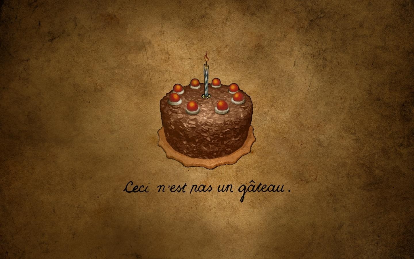 Chocolate cake with a candle and text HD Wallpaper