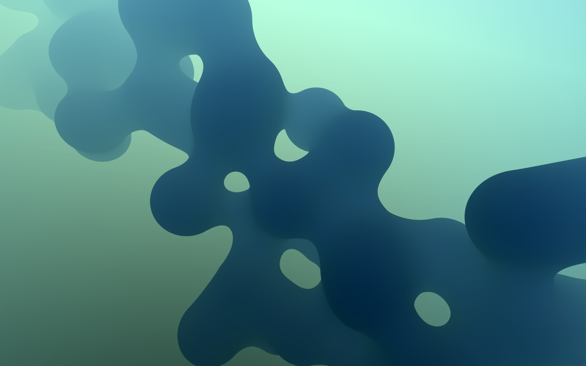 Abstract blue and green fluid shapes HD Wallpaper