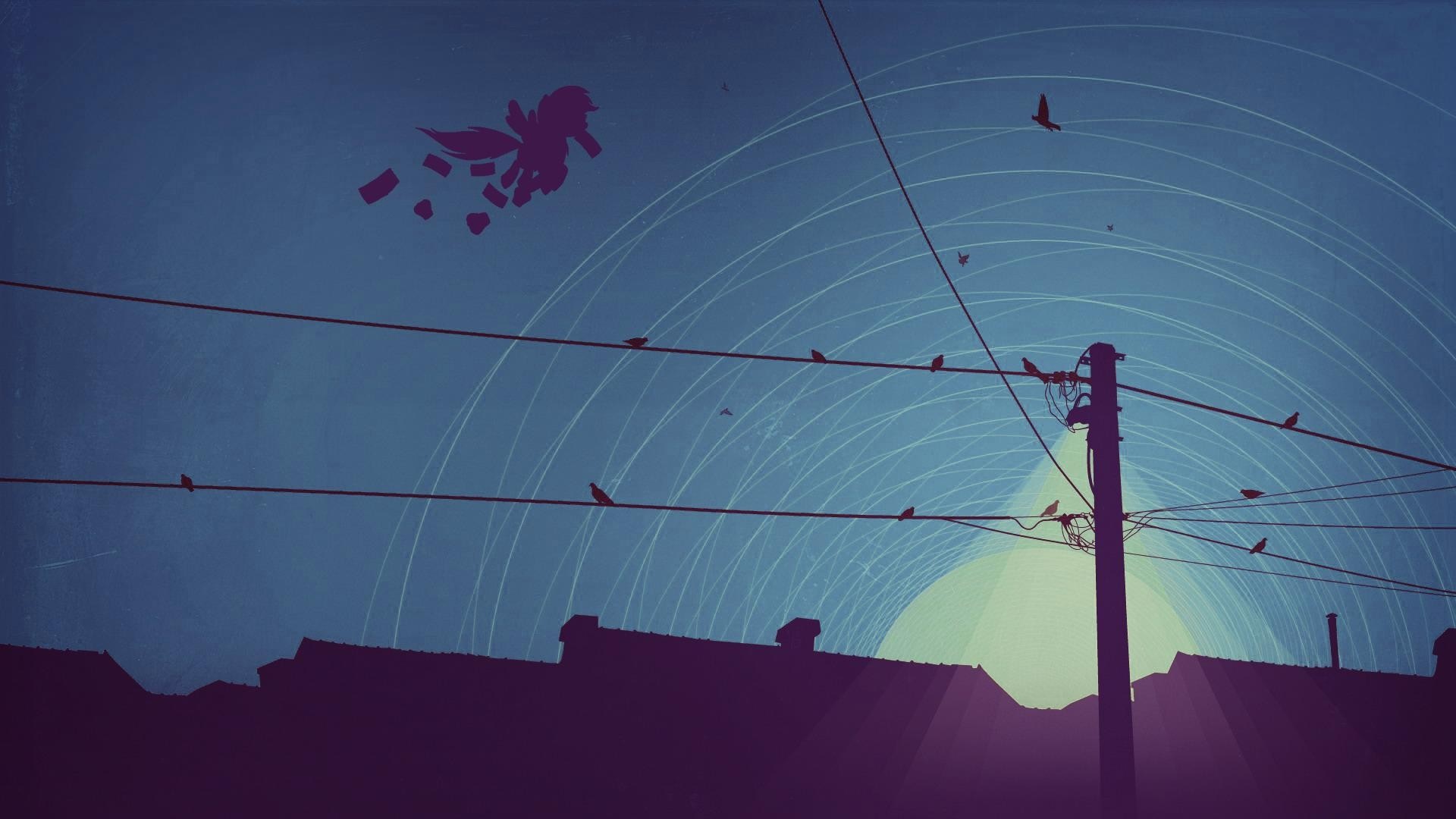 Rainbow Dash flying through concentric circles in the sky HD Wallpaper