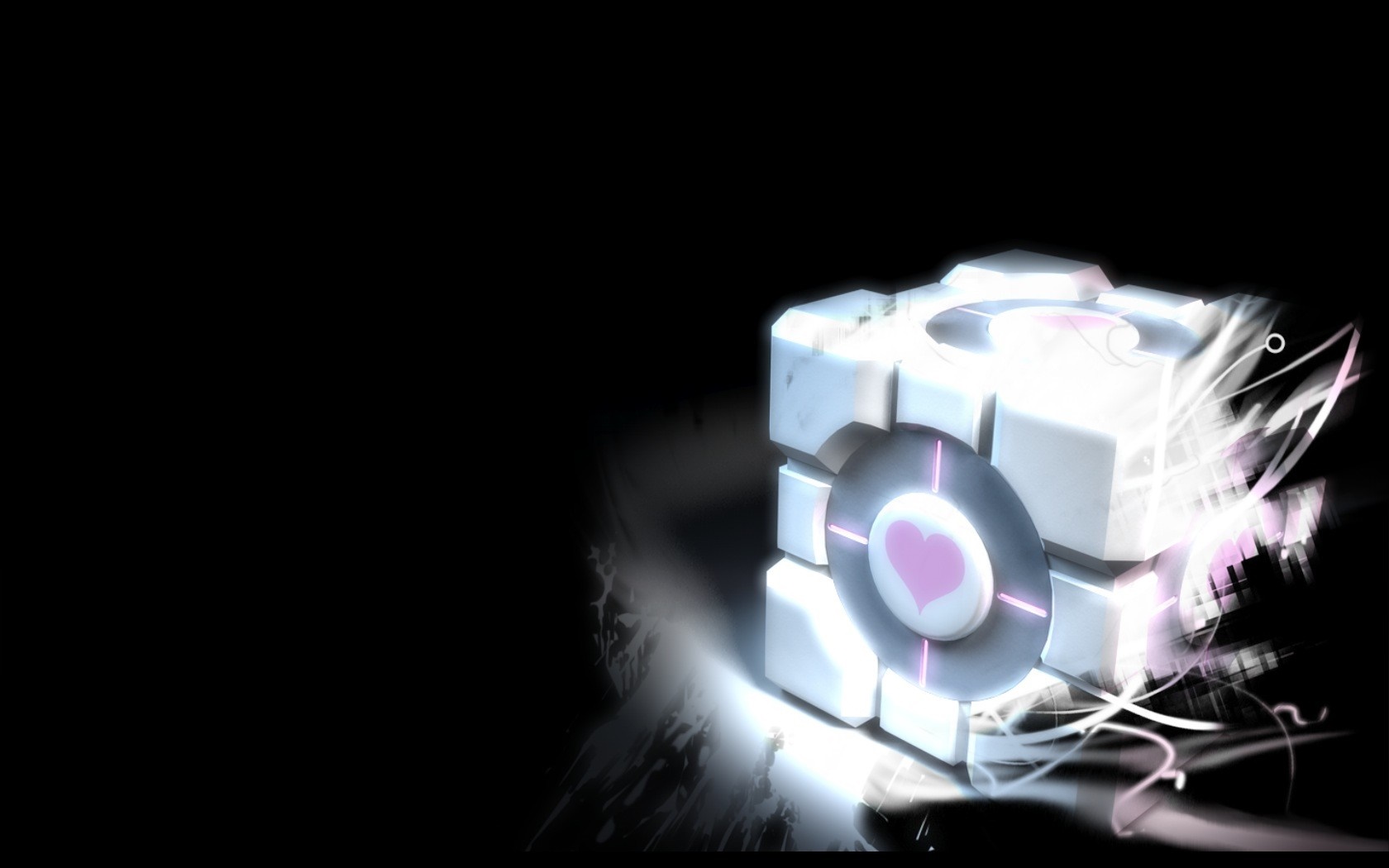 Companion Cube from Portal with pink heart HD Wallpaper