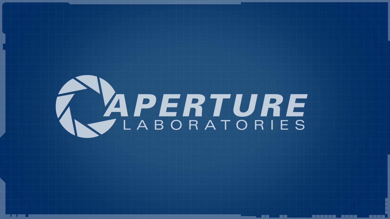Aperture Laboratories logo on a blueprint background HD Wallpaper