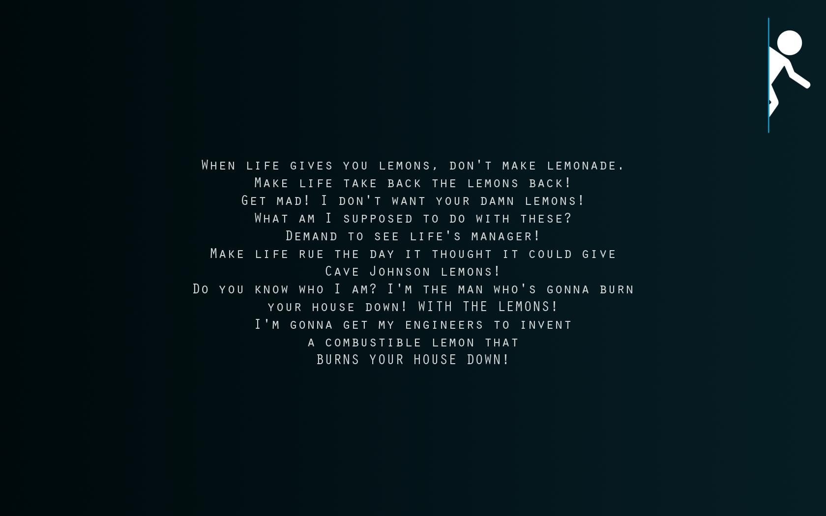 Cave Johnson quote from Portal 2 HD Wallpaper