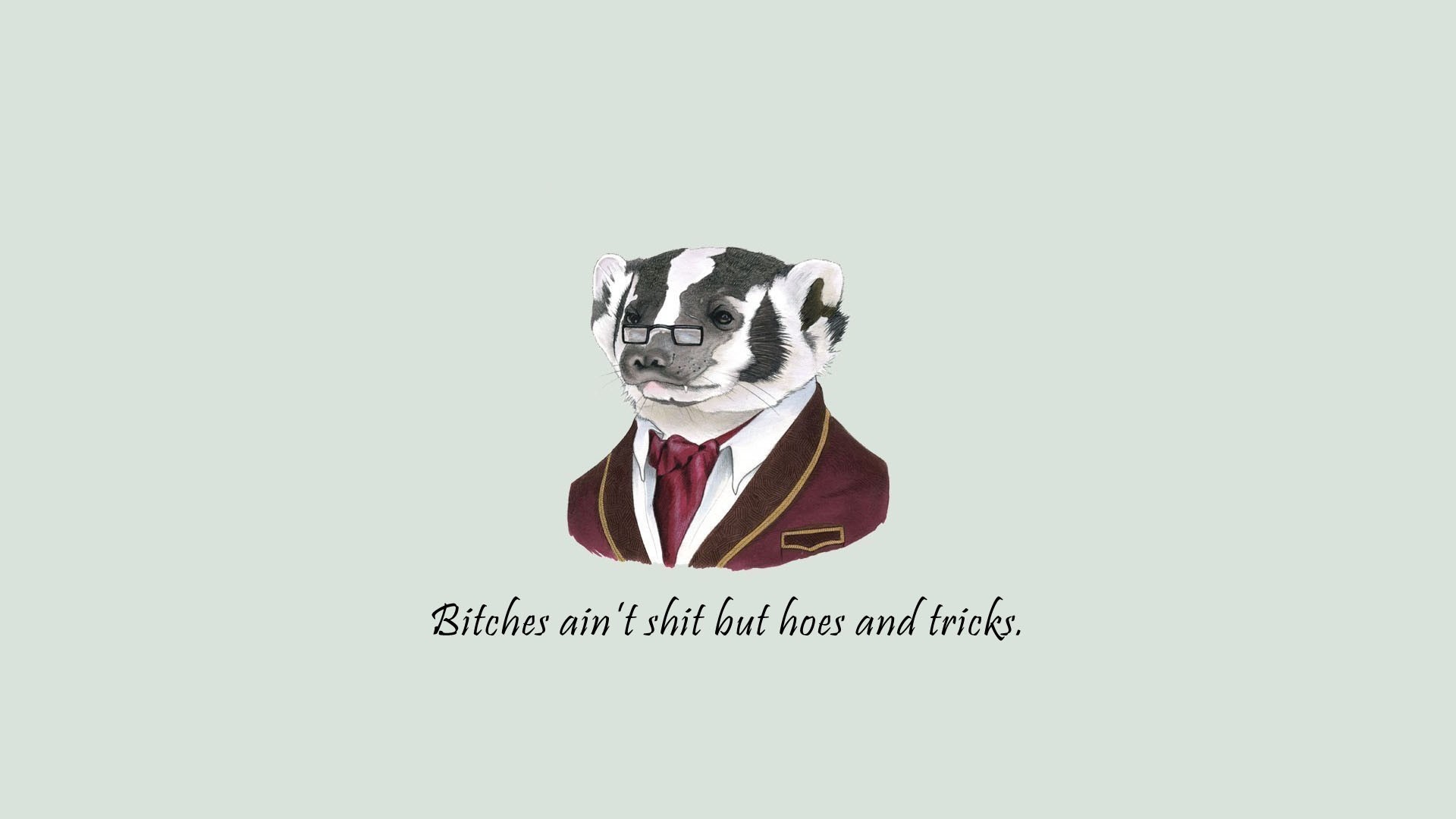 Badger in suit with glasses and quote HD Wallpaper