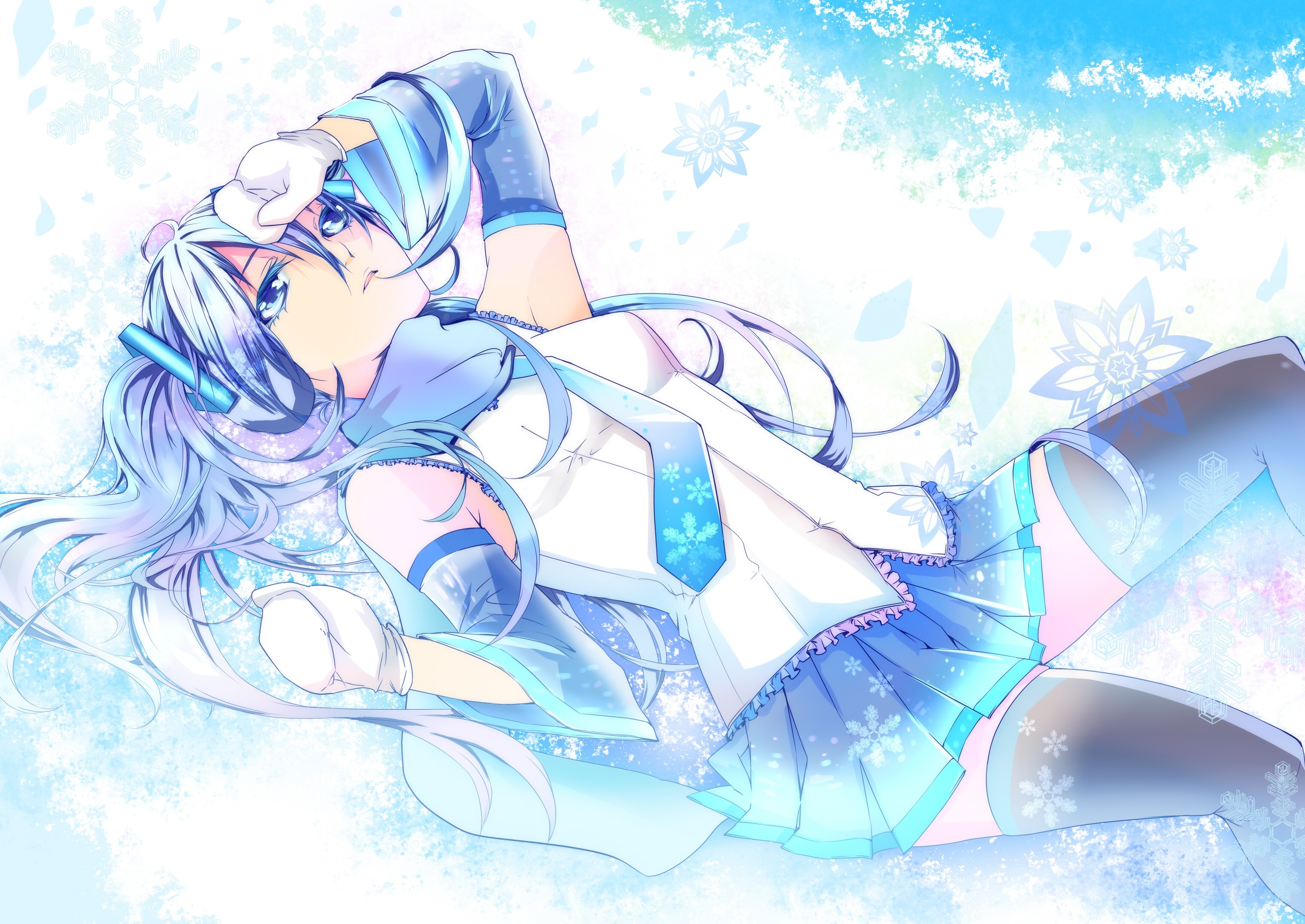 Hatsune Miku from Vocaloid in winter attire HD Wallpaper