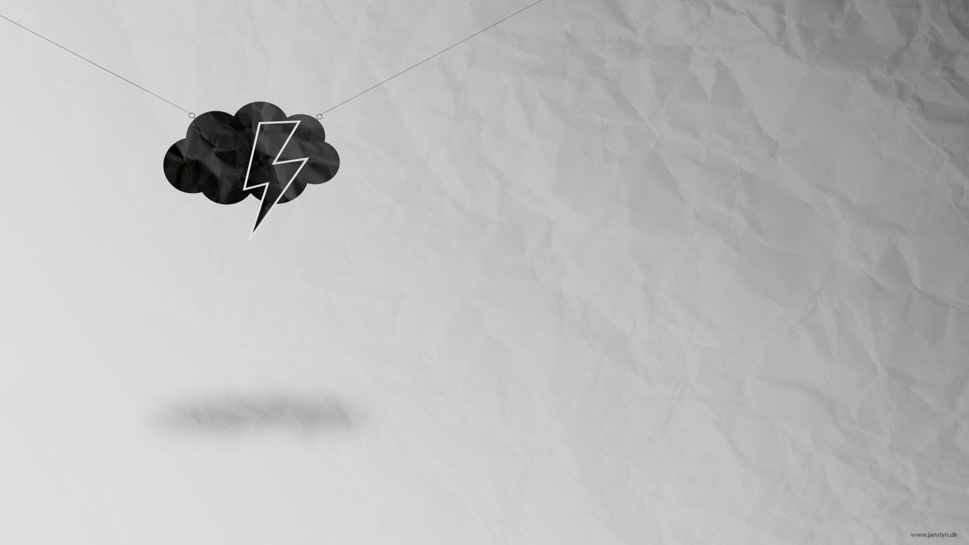 Black cloud with lightning bolt hanging on string HD Wallpaper