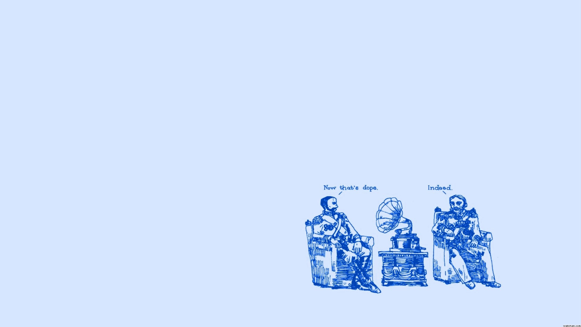 Illustration of two men with a gramophone HD Wallpaper