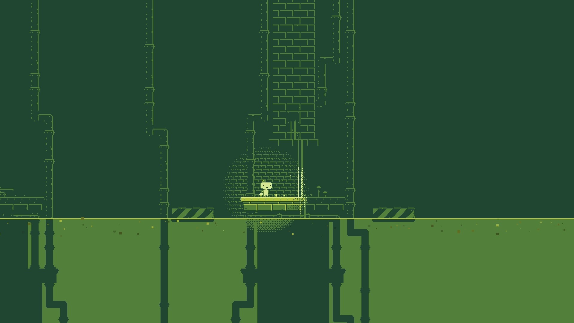Minimalist pixel art game screenshot with green color palette HD Wallpaper