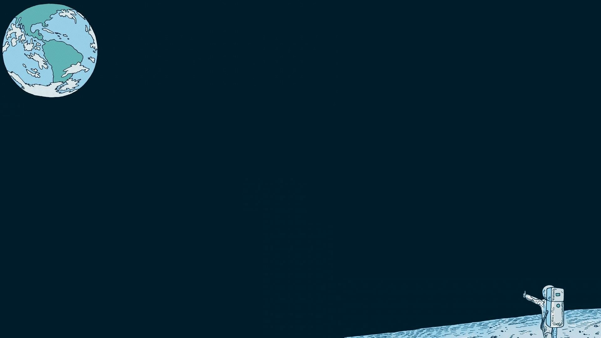 Astronaut on the Moon looking at Earth HD Wallpaper