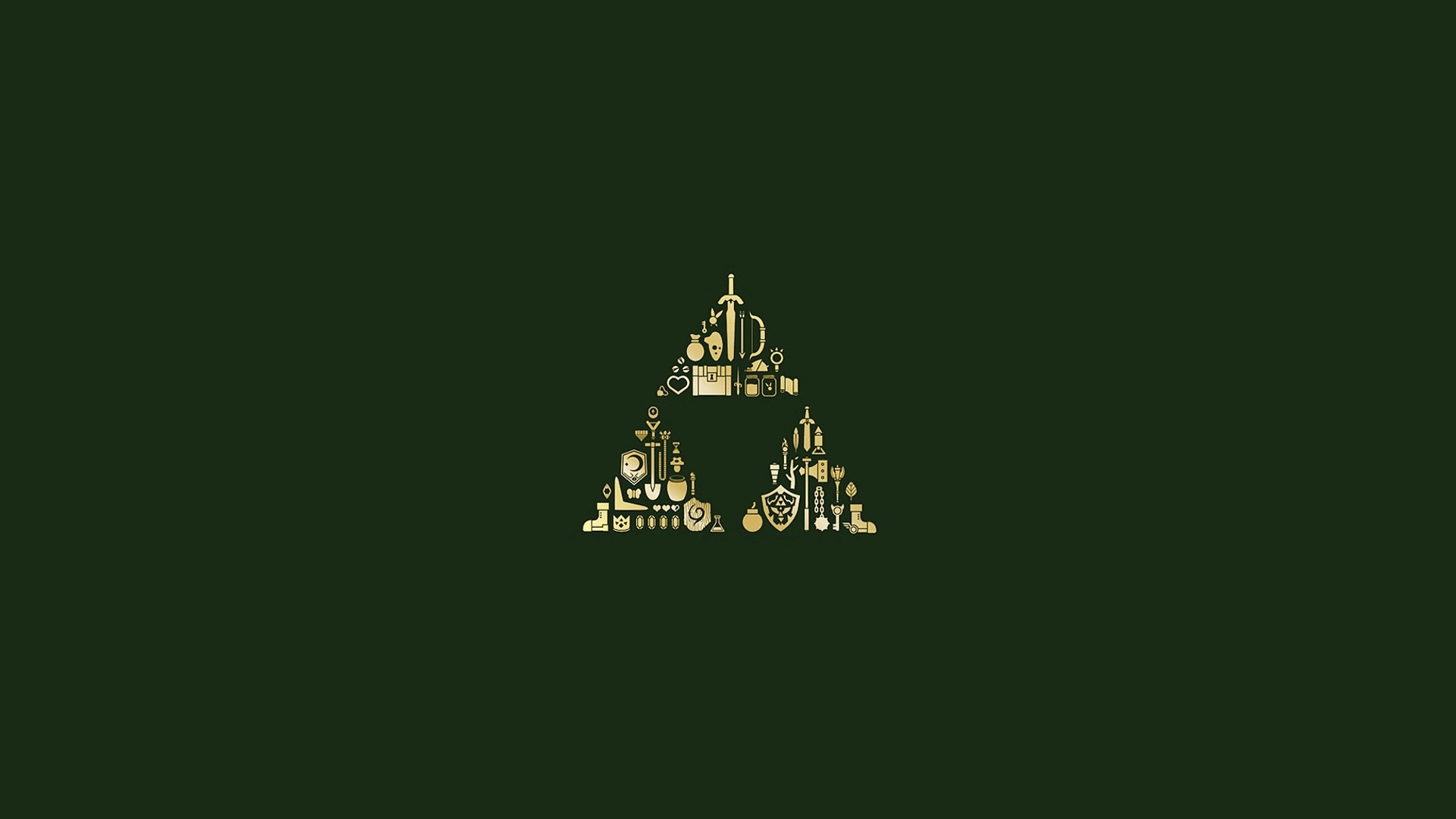The Legend of Zelda Triforce made of items HD Wallpaper