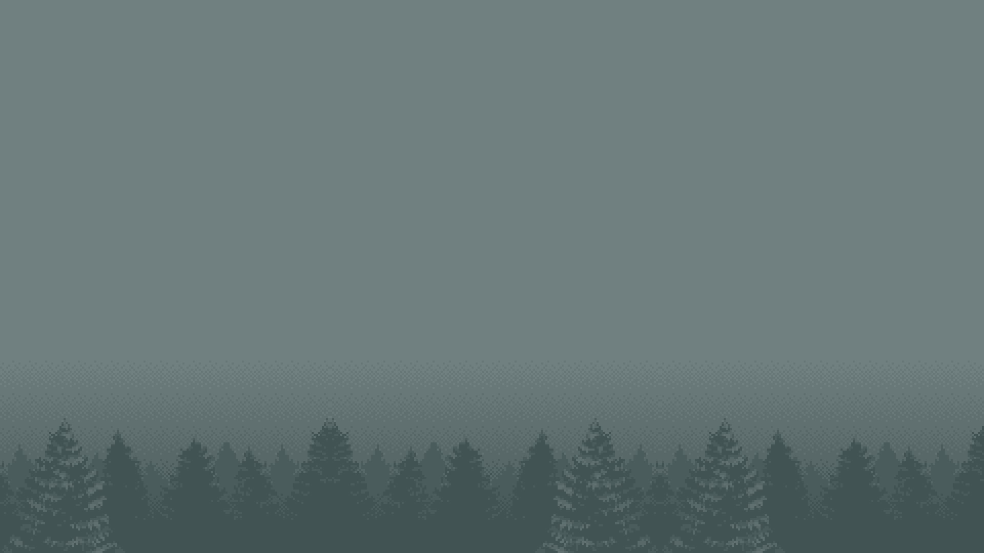 Pixel art forest in mist HD Wallpaper