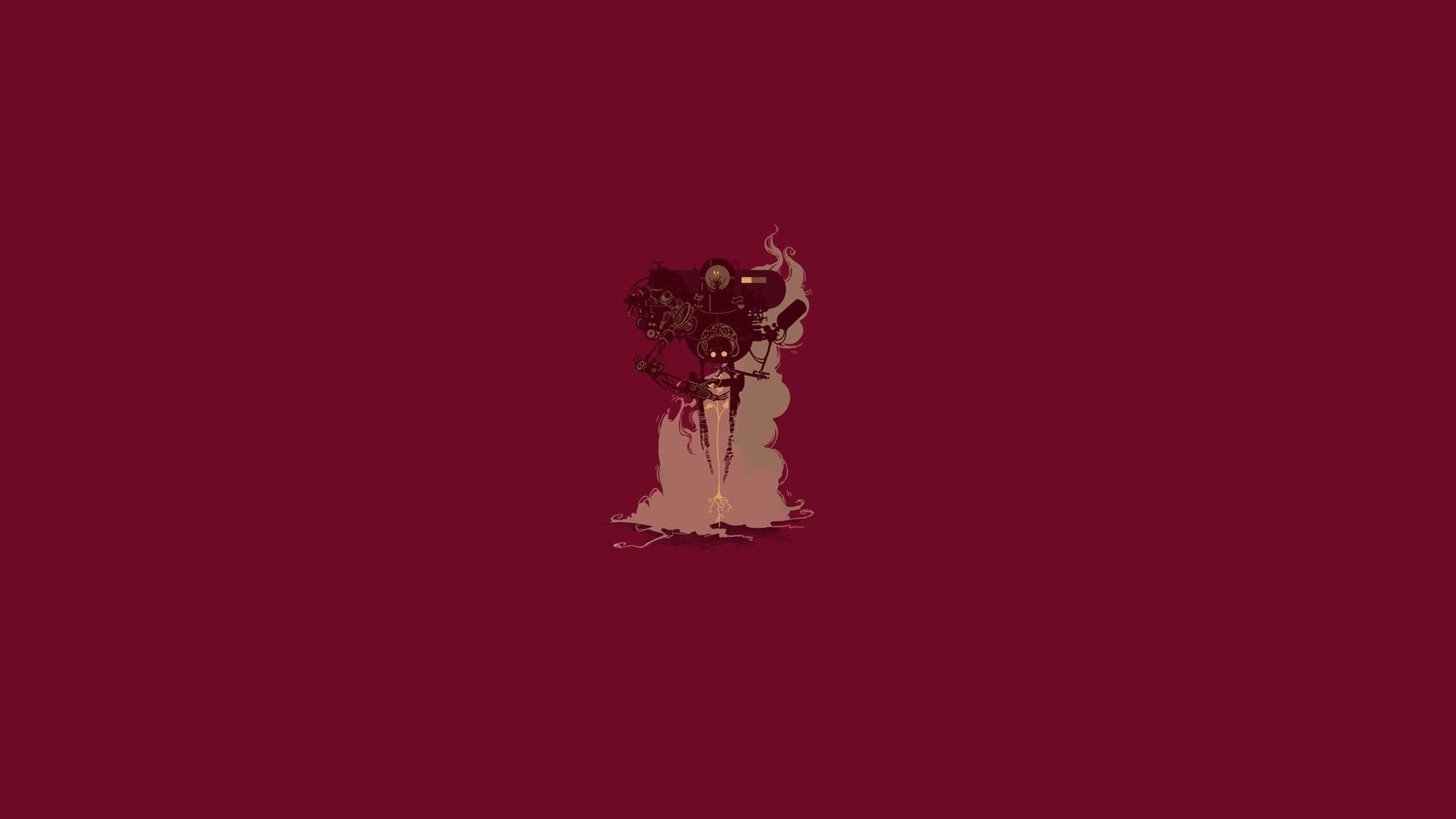Minimalist illustration of a robot with smoke HD Wallpaper