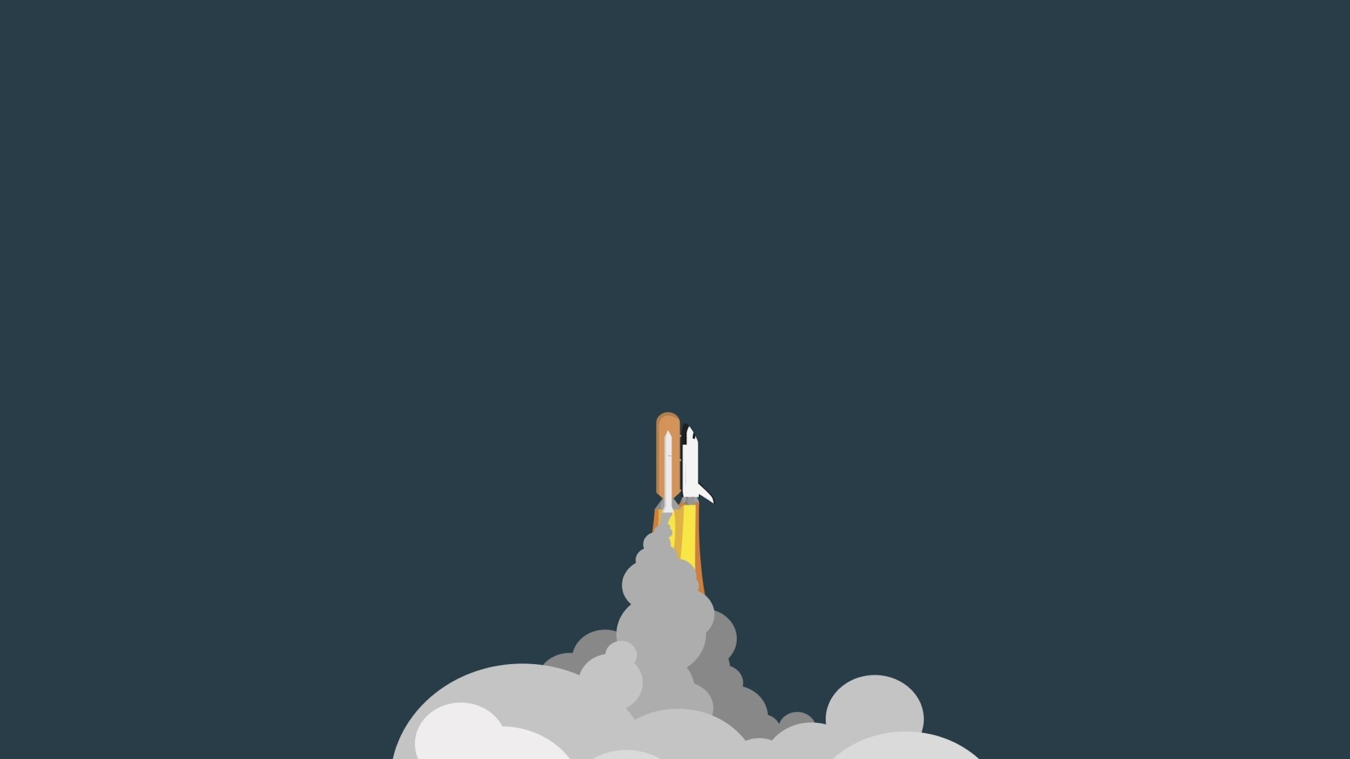 Minimalist illustration of a rocket launching HD Wallpaper