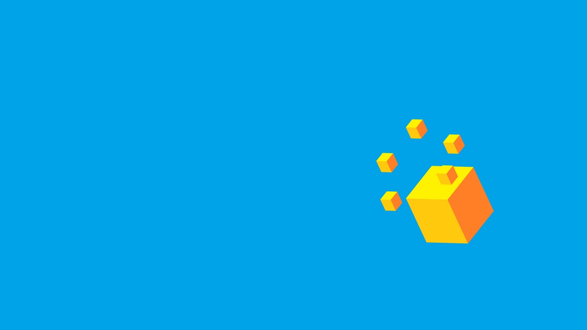 Orange and yellow cubes on a blue background HD Wallpaper