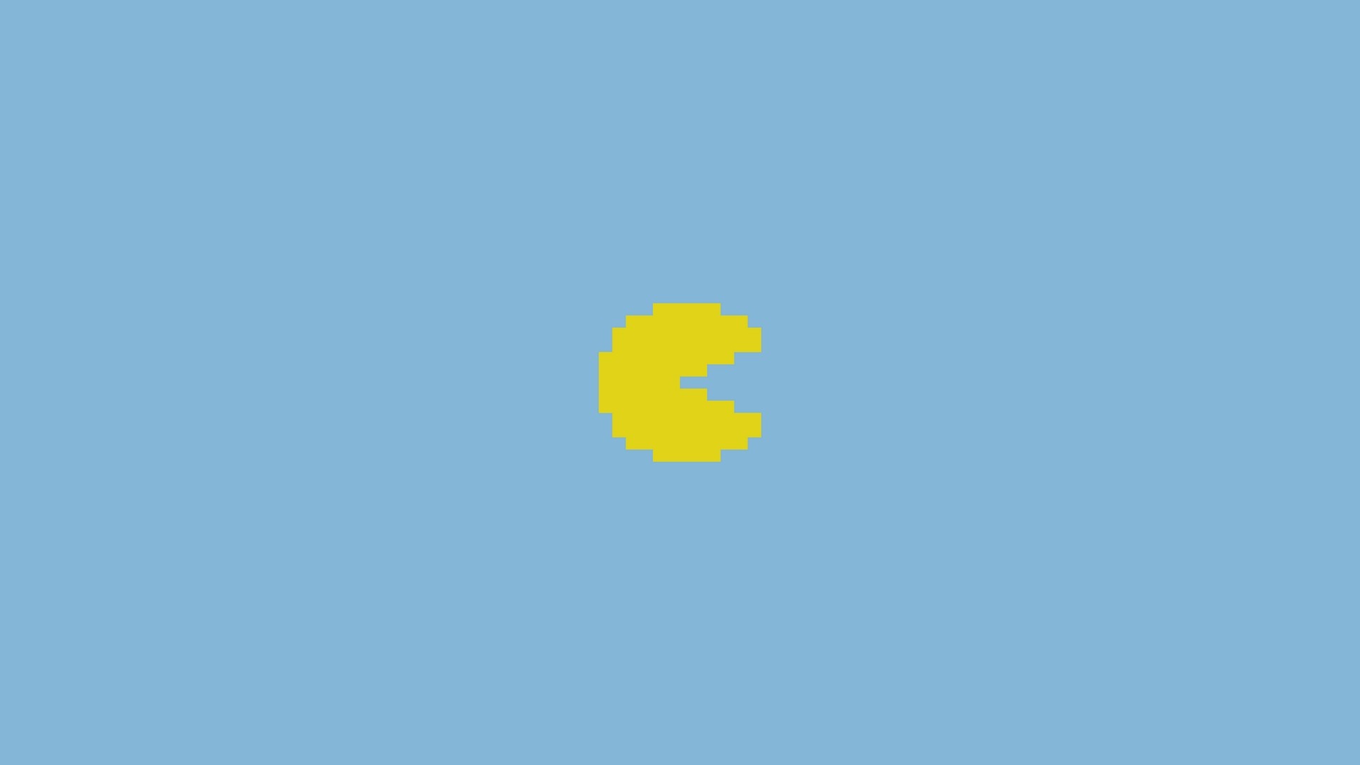 Pacman pixel art on blue background HD Wallpaper