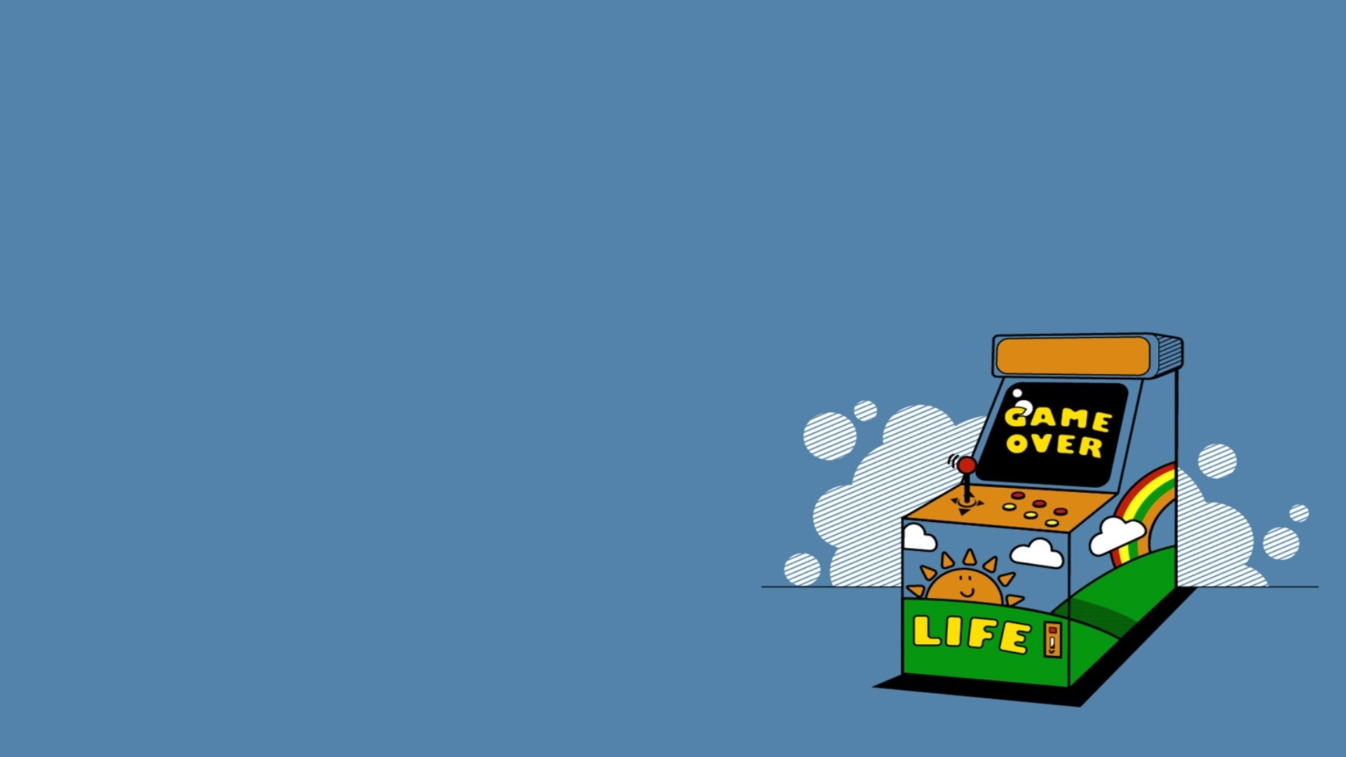 Arcade machine with "LIFE" and "GAME OVER" HD Wallpaper