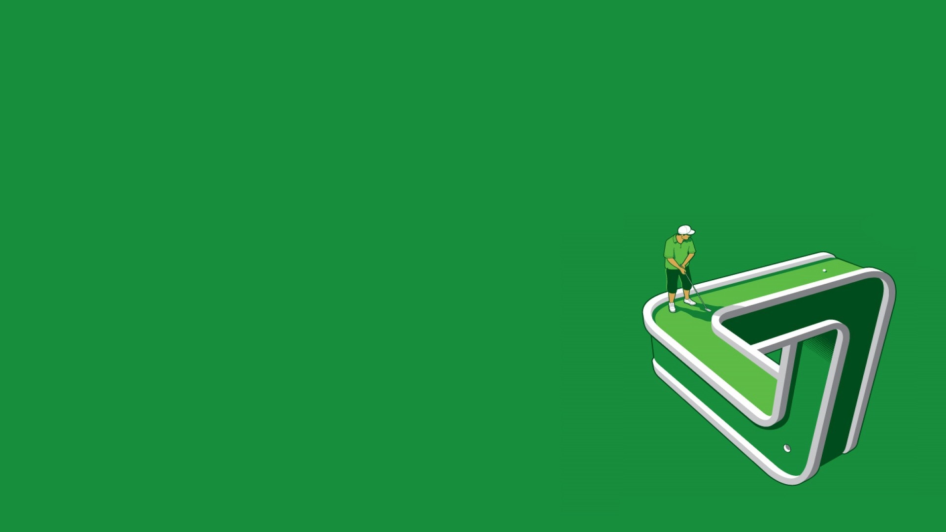 Golf player on a 3D impossible shape logo HD Wallpaper