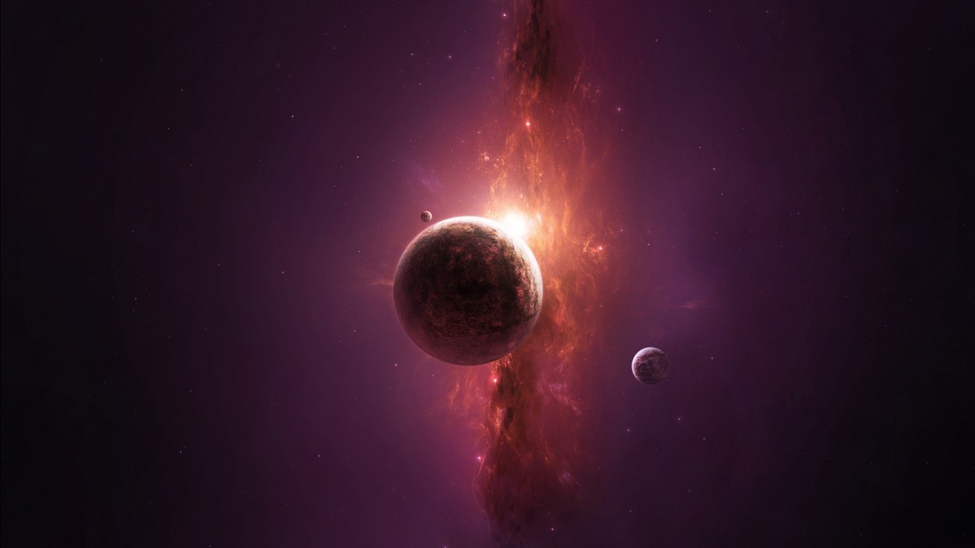Planets and nebula in deep space HD Wallpaper