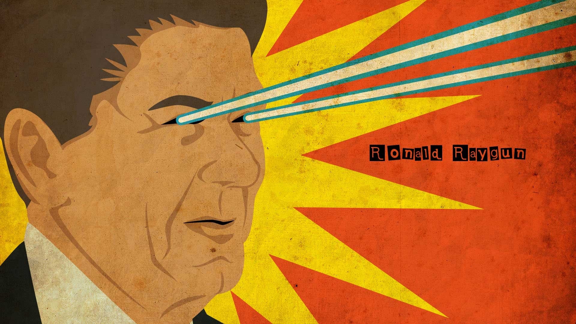 Ronald Raygun illustration with laser eyes HD Wallpaper