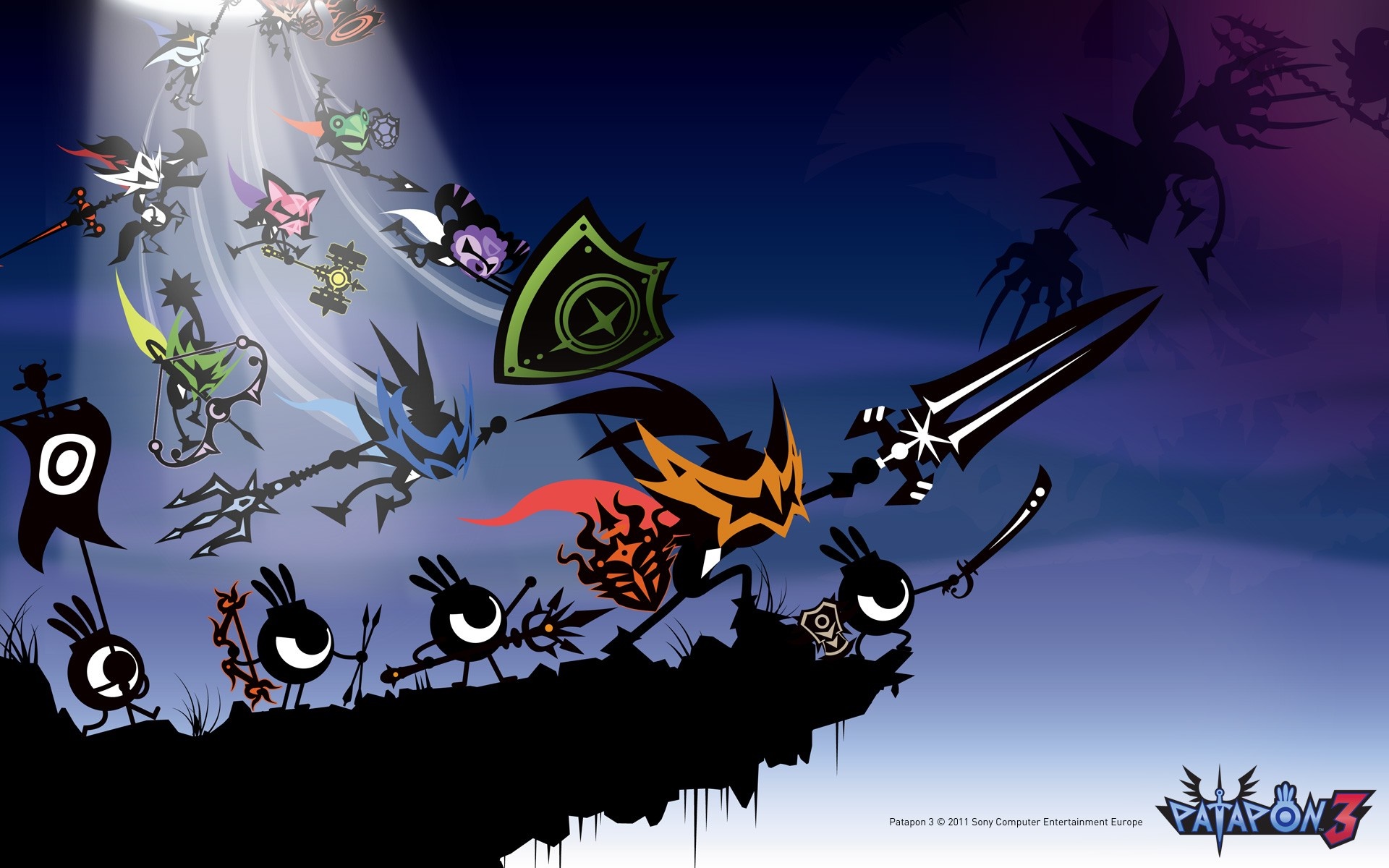 Patapon 3 characters in a battle scene HD Wallpaper