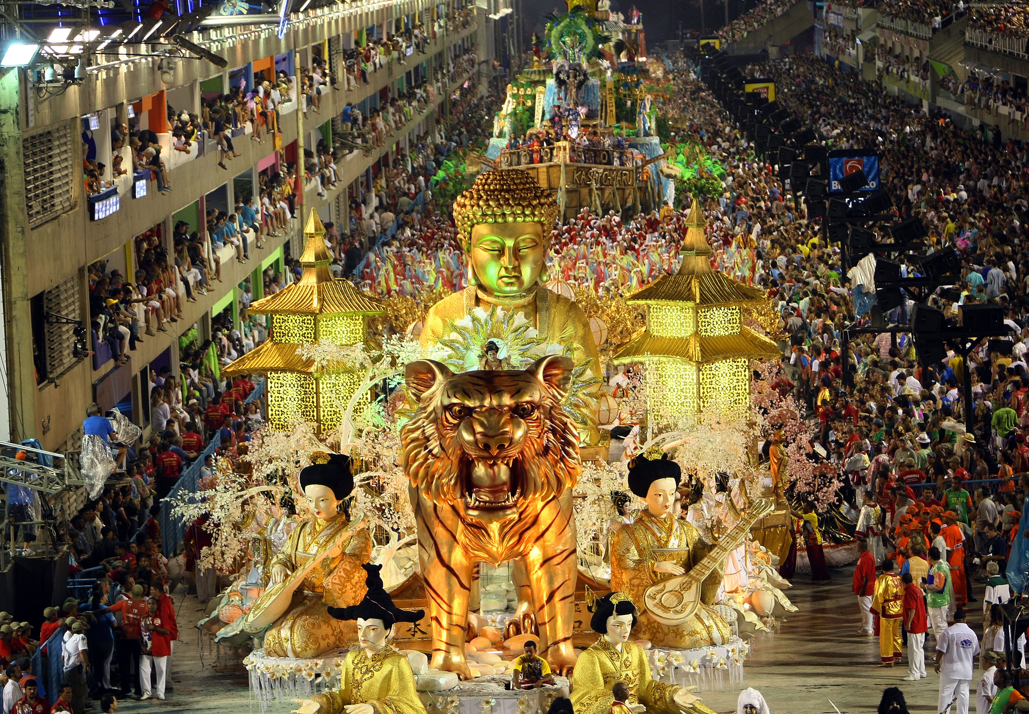 Rio Carnival Parade Float with Buddha and Tiger HD Wallpaper