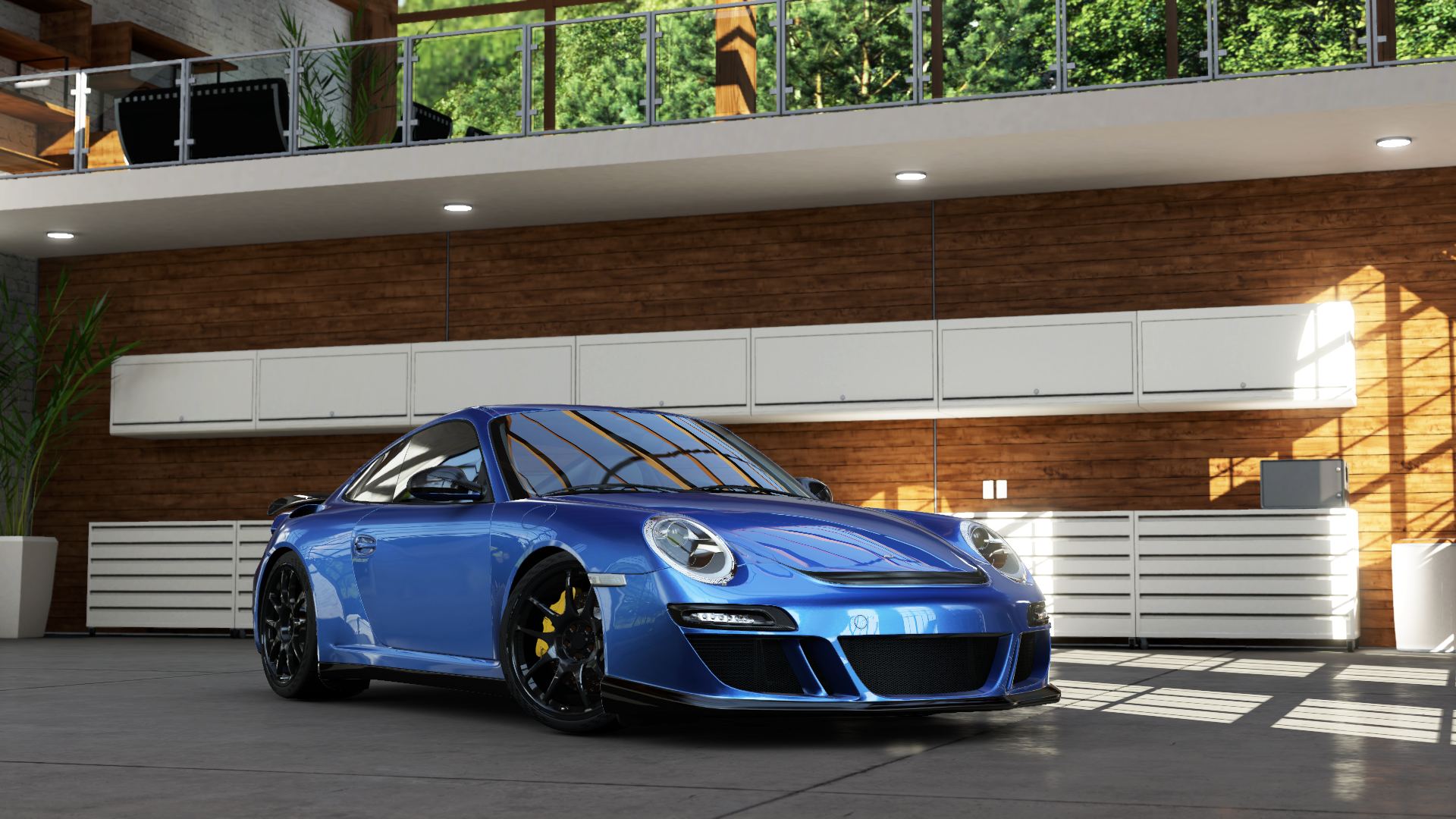 Blue Porsche 911 RUF Rt 12 S in garage HD Wallpaper
