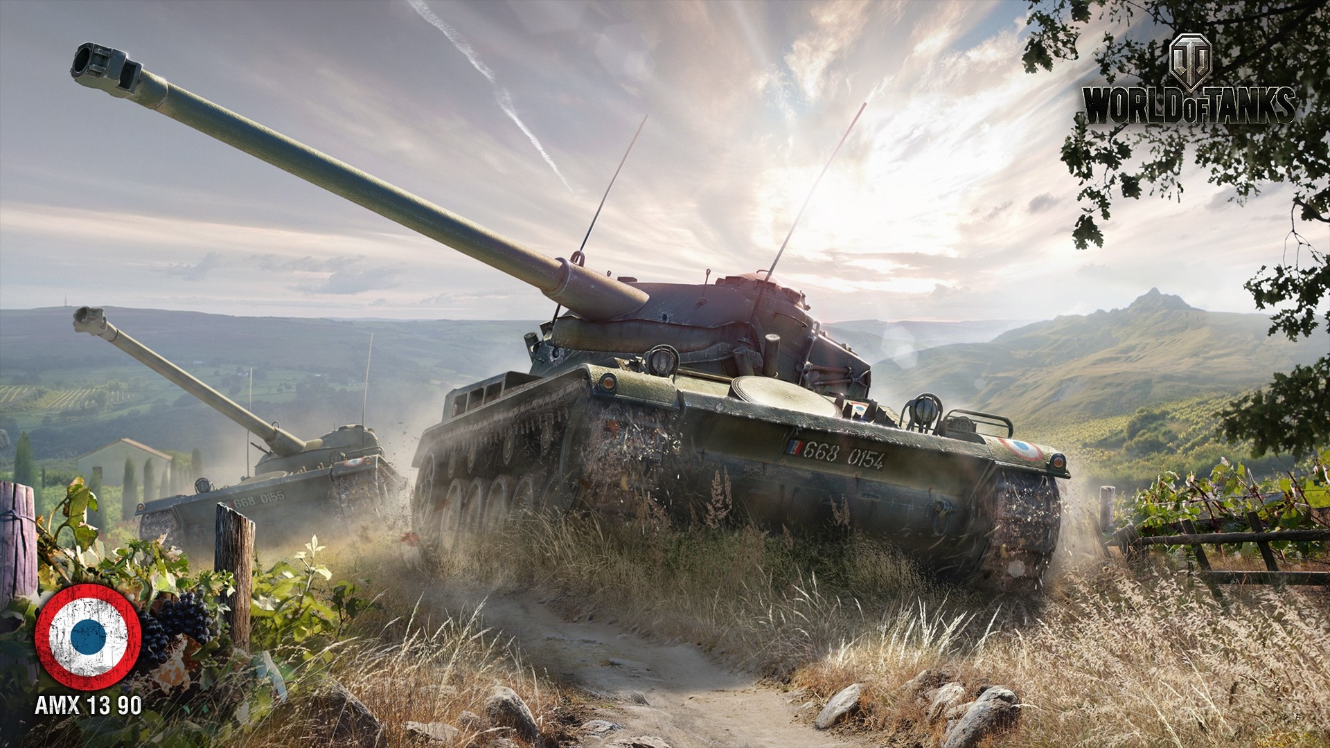 World of Tanks AMX 13 90 tanks in a landscape HD Wallpaper