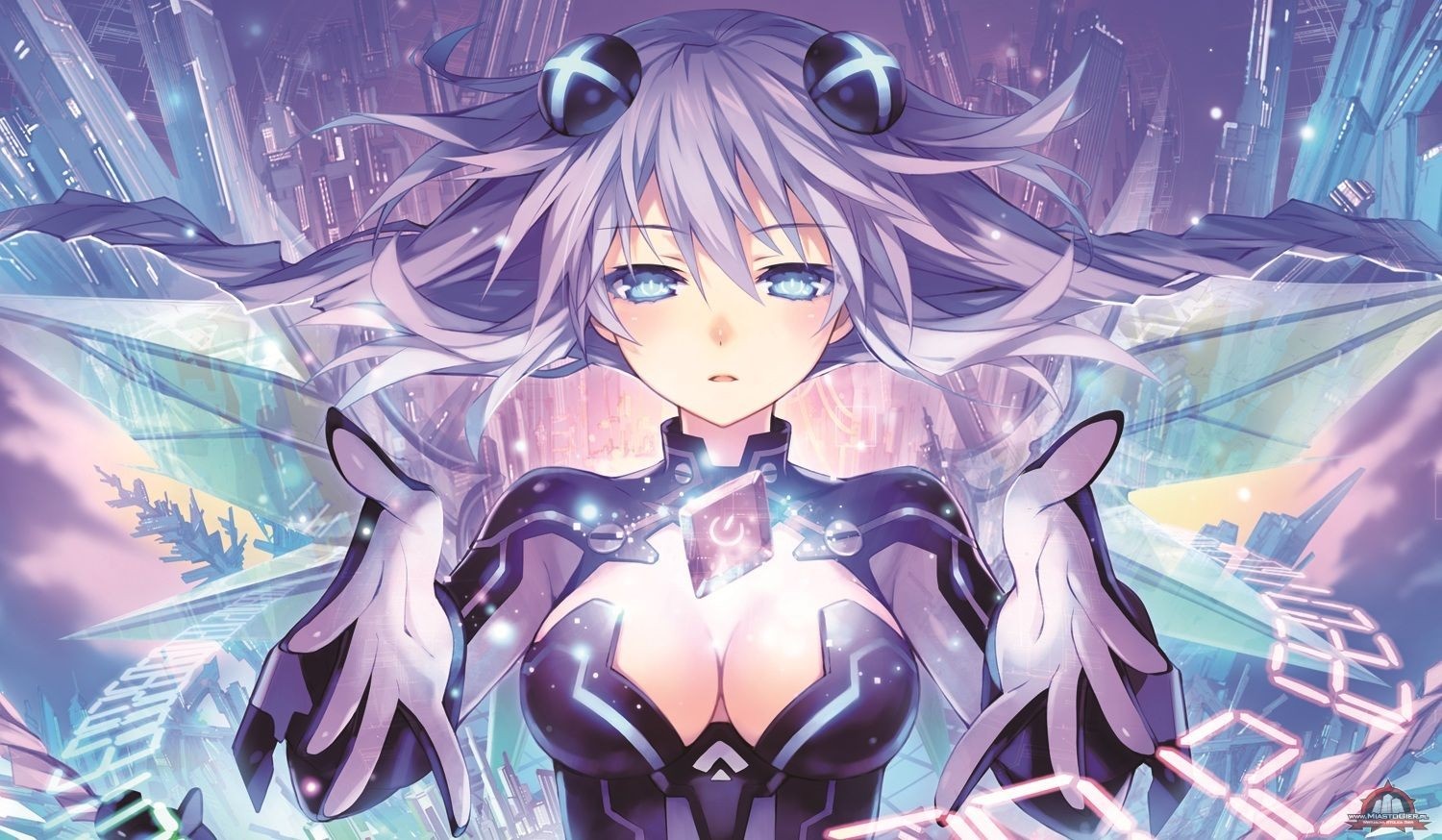 Purple Heart from Hyperdimension Neptunia holding a drink HD Wallpaper