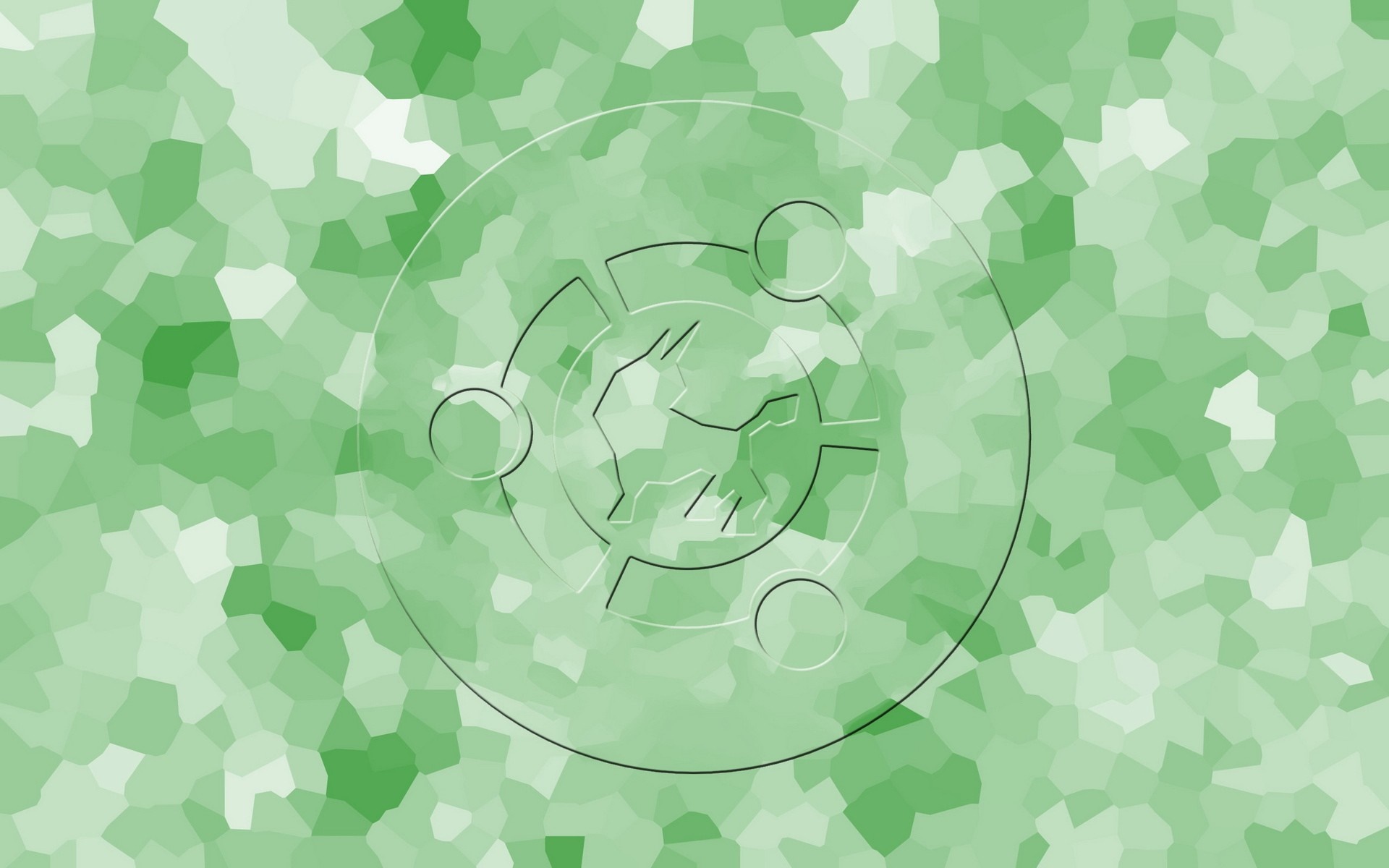 Ubuntu logo on a green abstract pattern HD Wallpaper