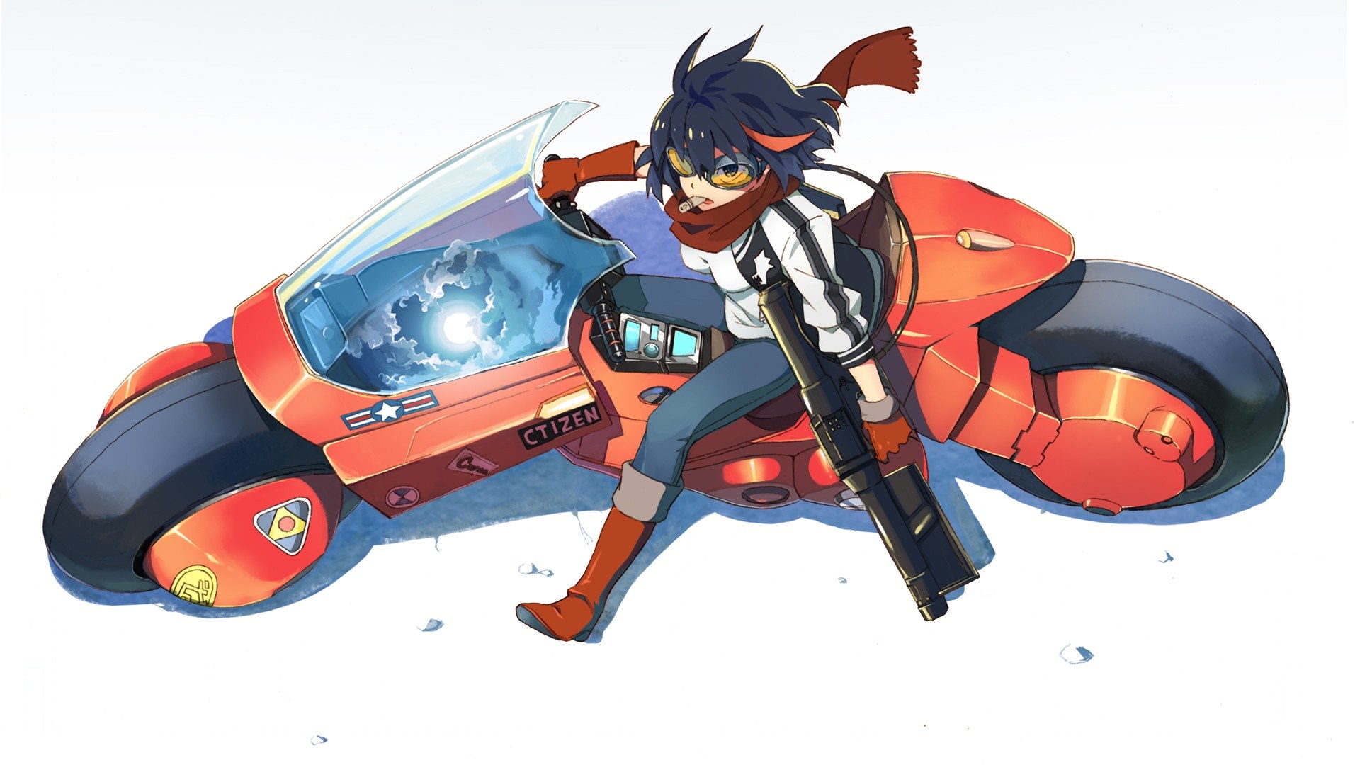 Ryuko Matoi from Kill la Kill on Akira Motorcycle HD Wallpaper