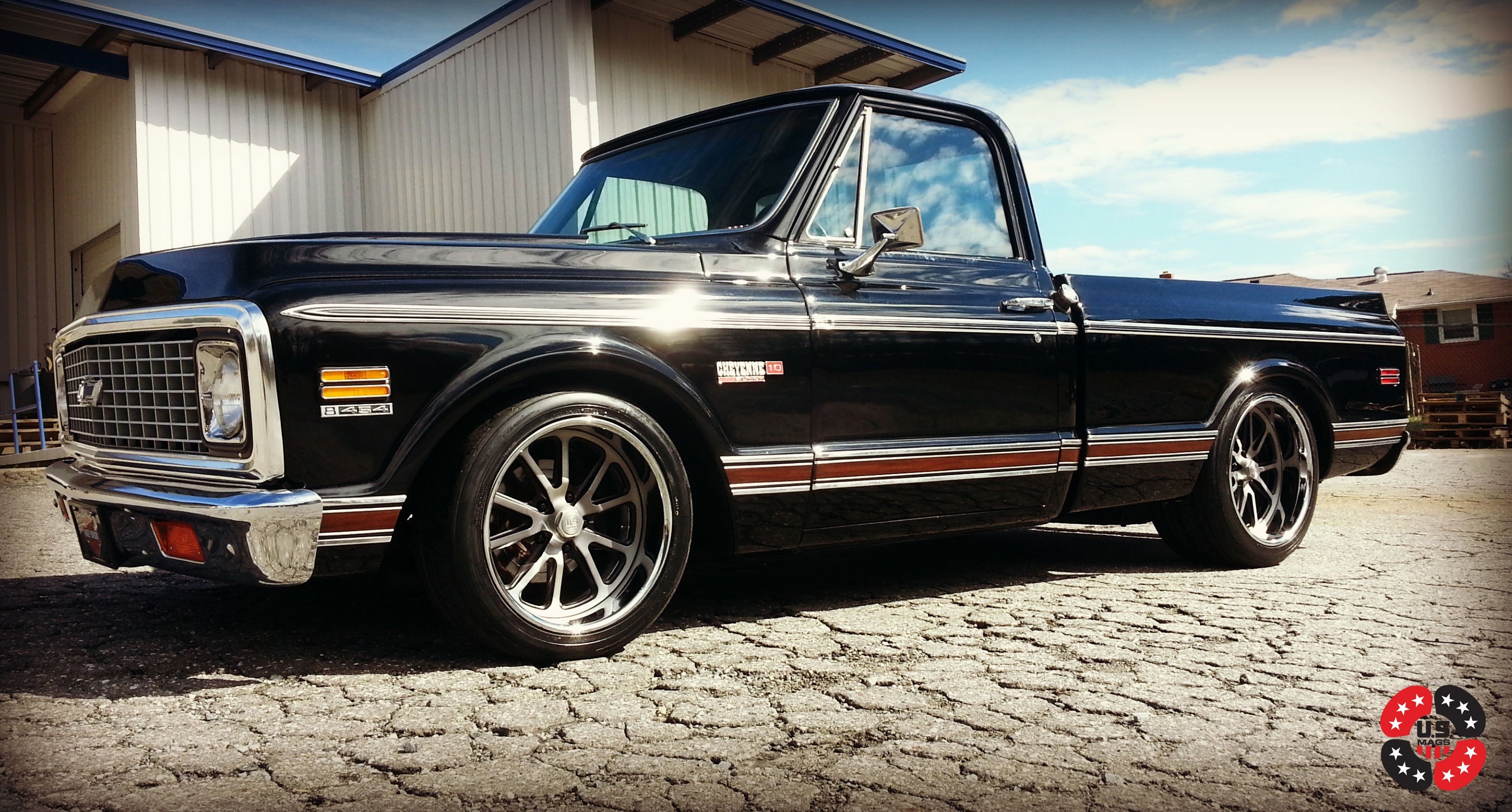 Black Chevrolet C10 pickup truck with custom wheels HD Wallpaper