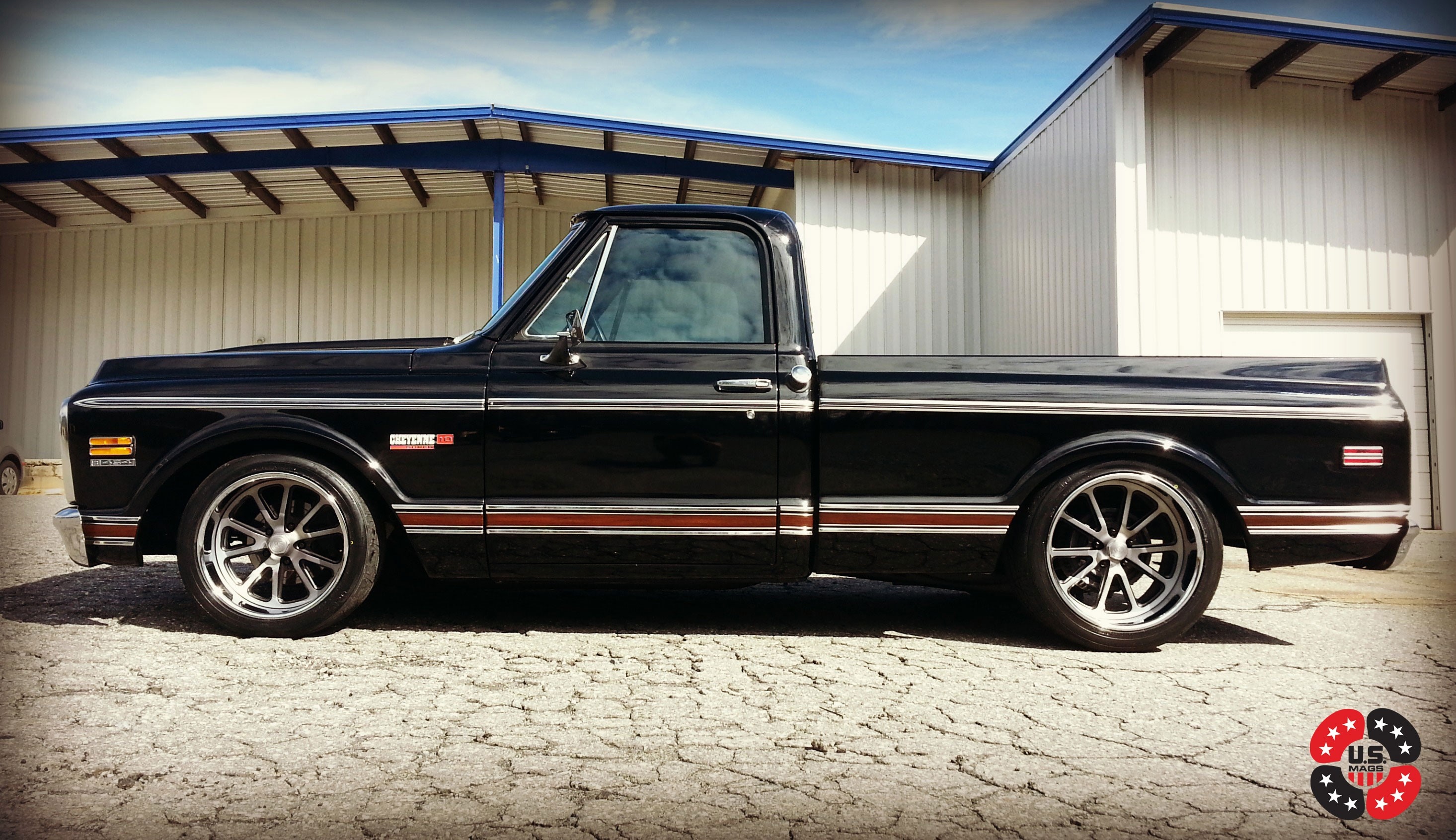 Black Chevrolet C10 pickup truck with custom wheels HD Wallpaper