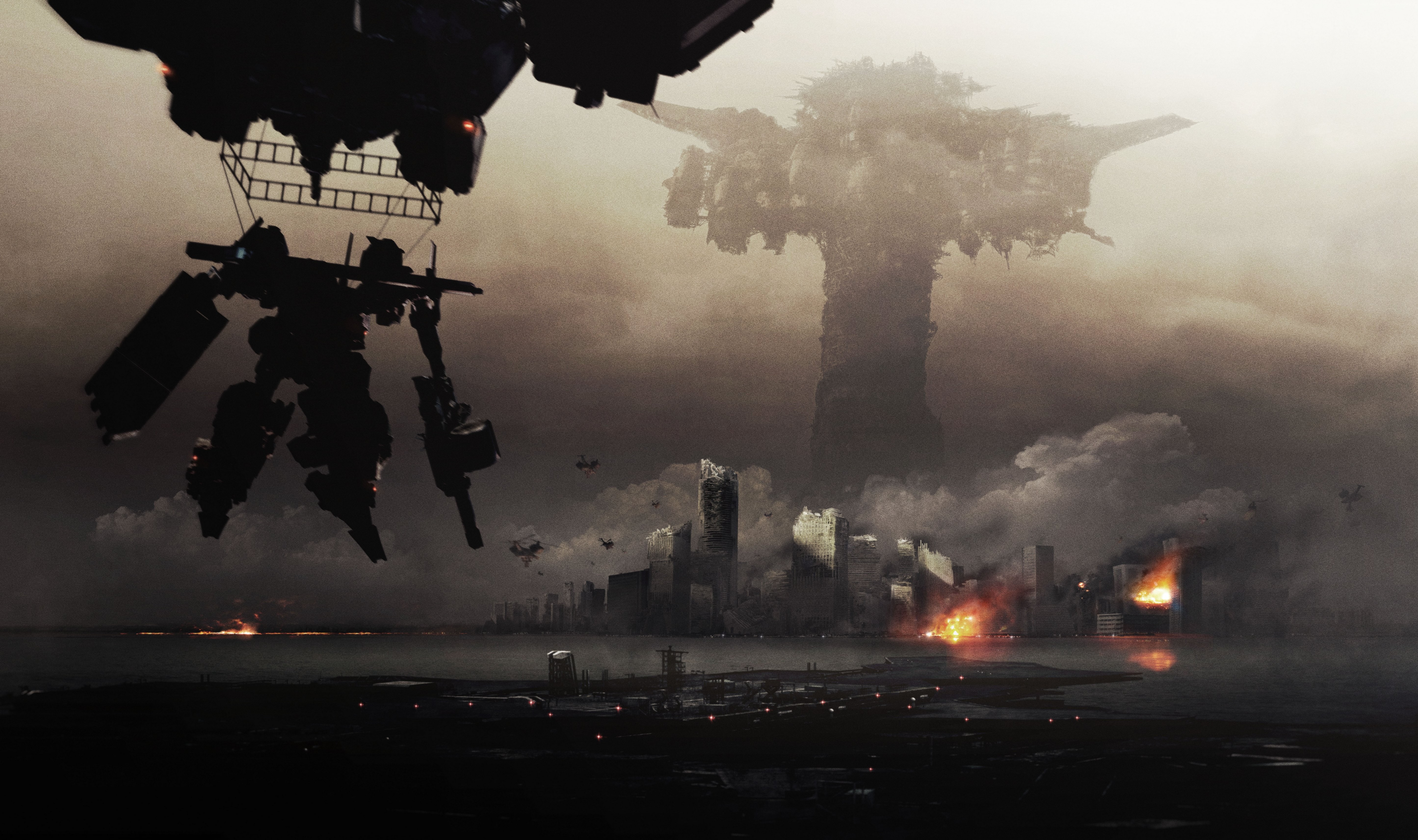 Armored Core: Verdict Day robot over destroyed city HD Wallpaper
