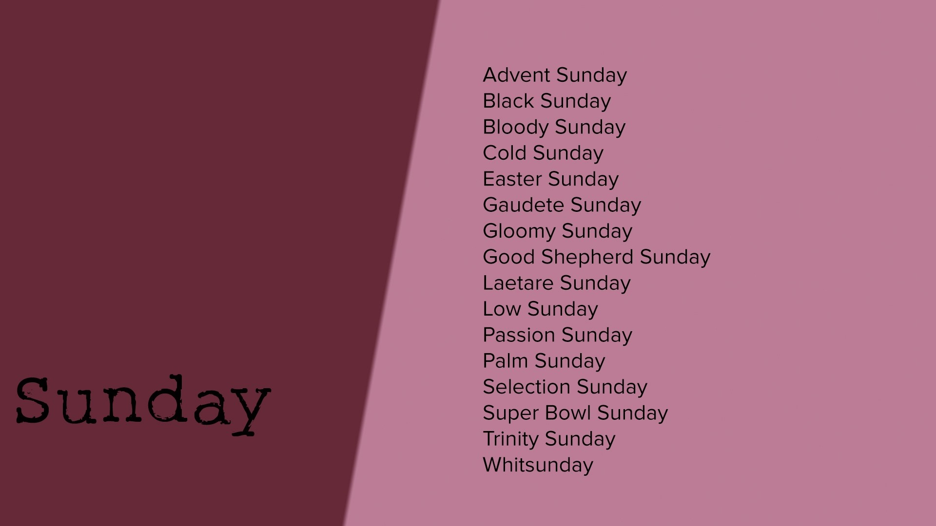 List of Sundays HD Wallpaper