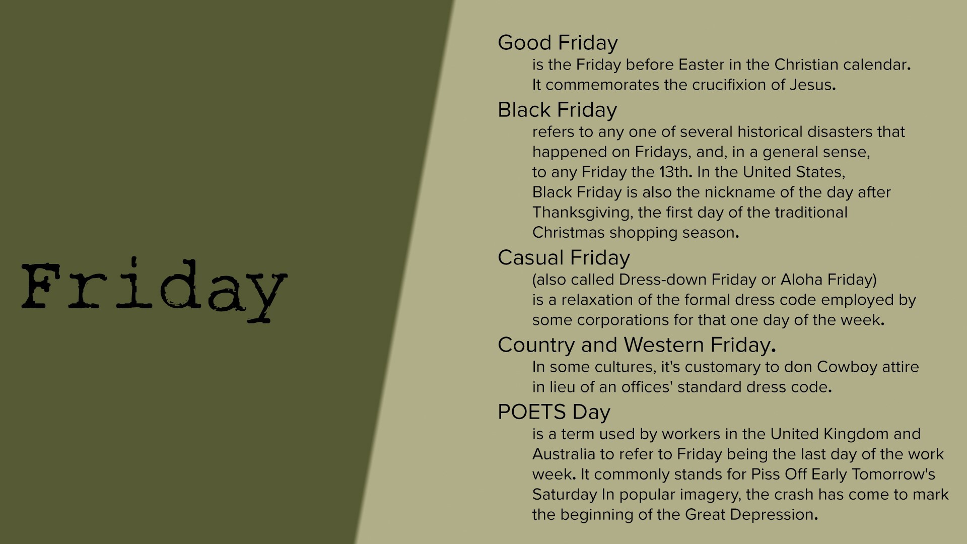Friday Definitions HD Wallpaper