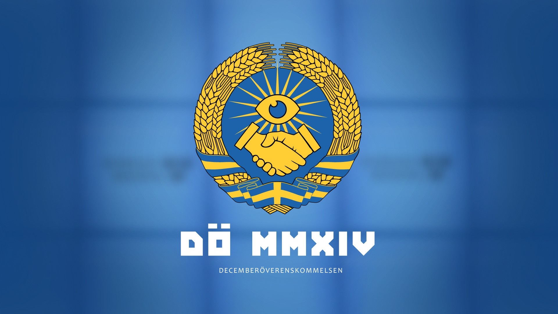 Logo of Decemberöverenskommelsen with Swedish flag elements HD Wallpaper
