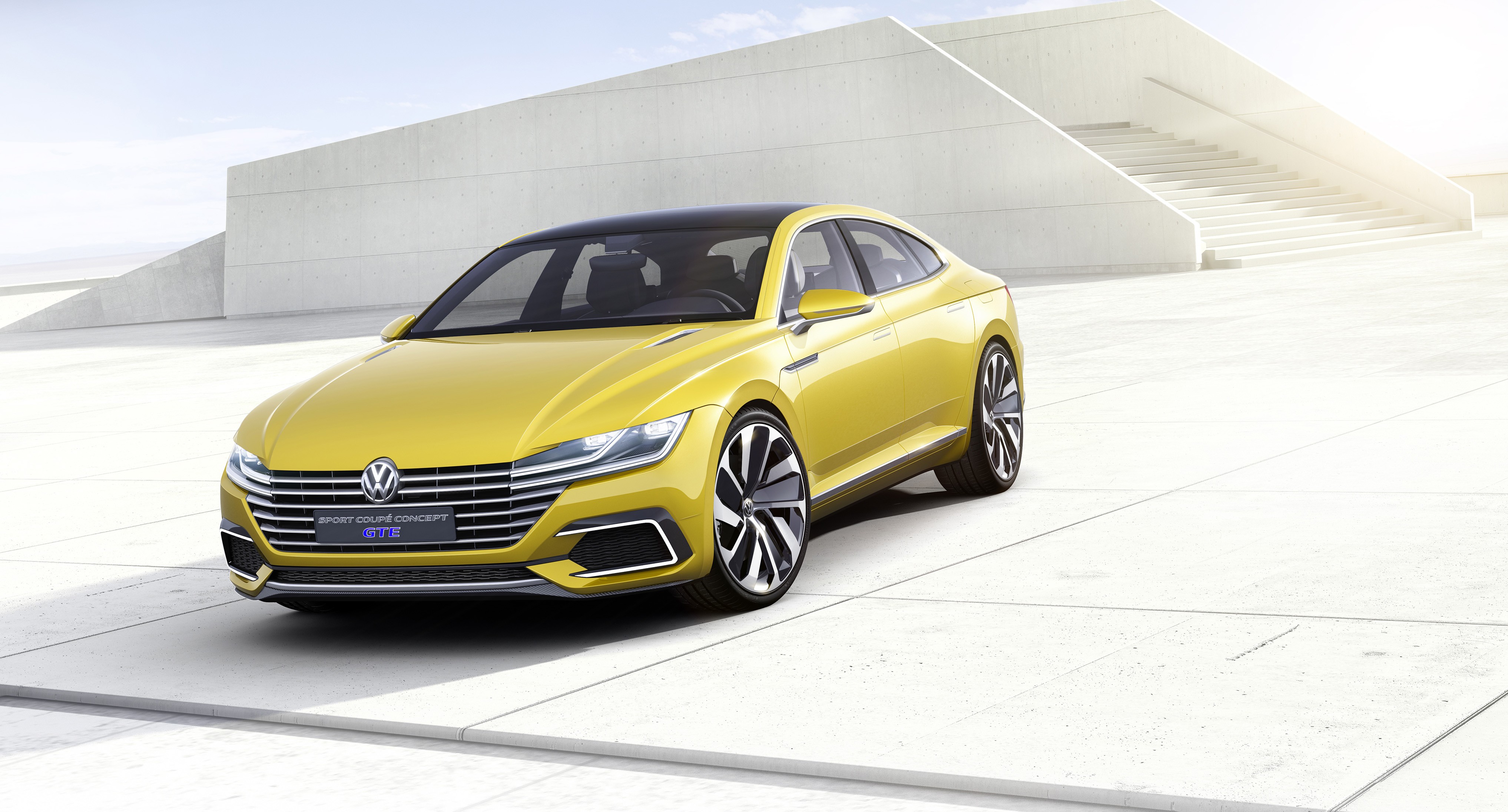 Yellow Volkswagen Sport Coupe Concept GTE HD Wallpaper