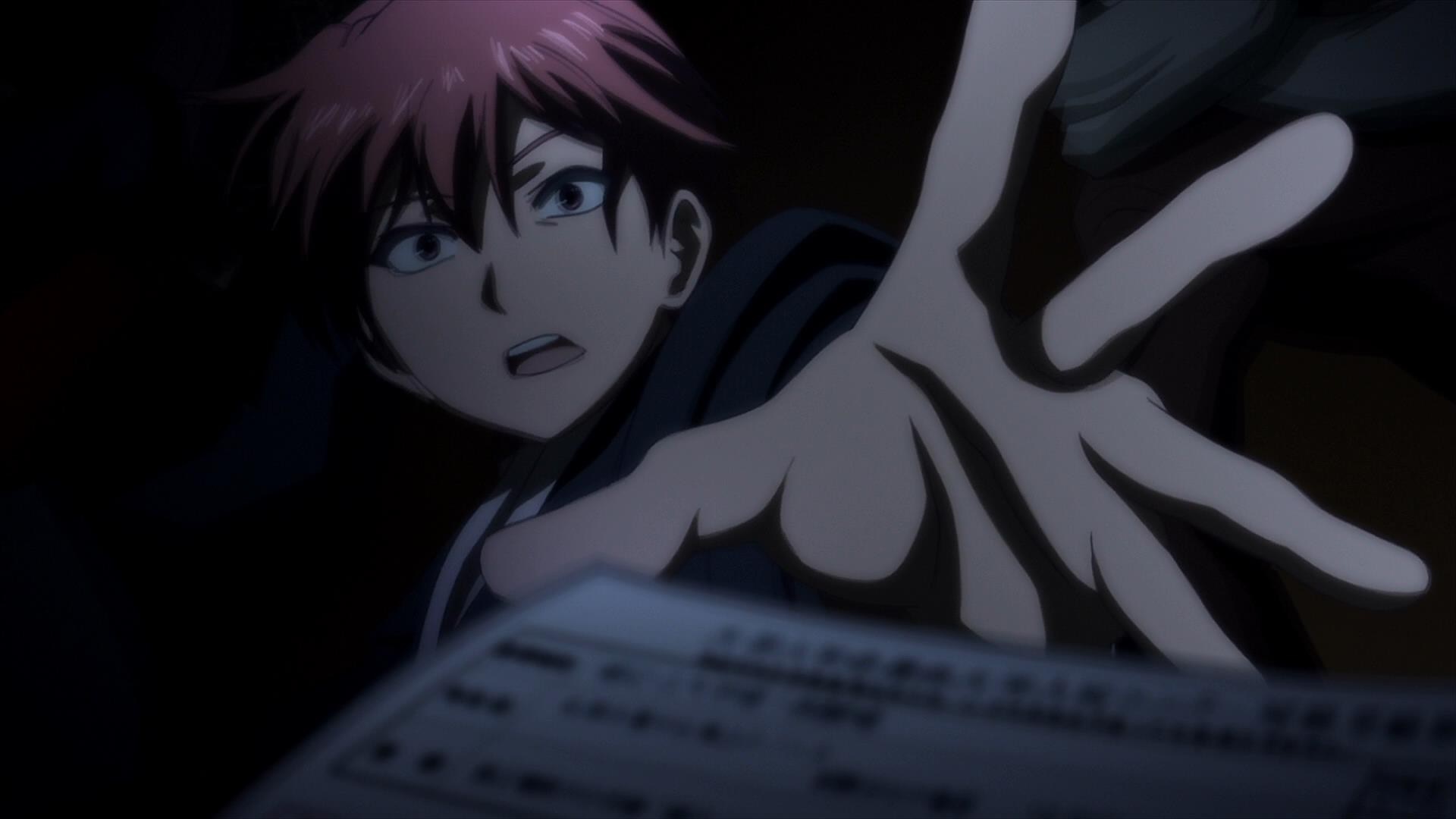 Yuzuru Otonashi reaching for a document in darkness HD Wallpaper