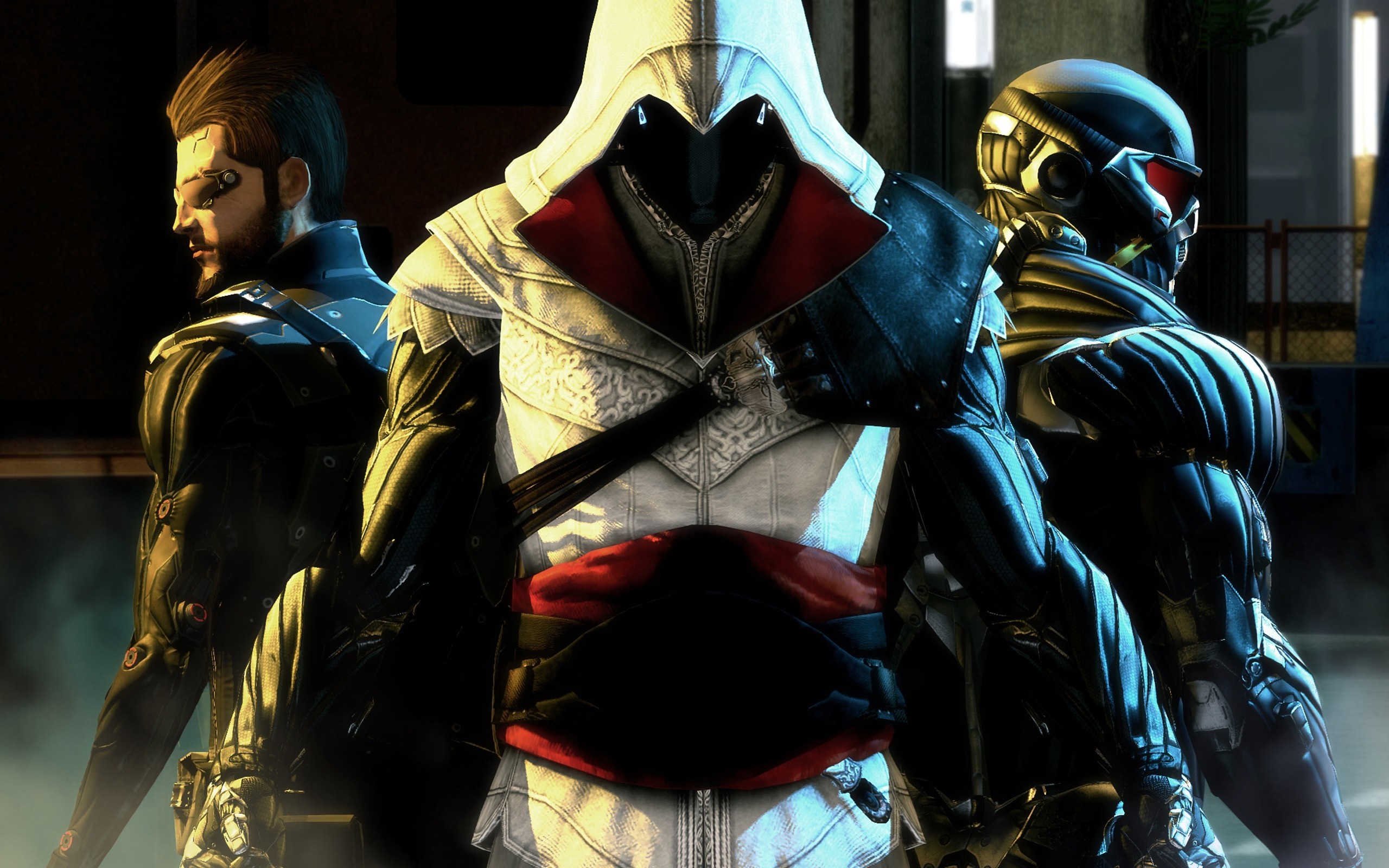 Ezio Auditore da Firenze, Adam Jensen, and Nomad from video games HD Wallpaper