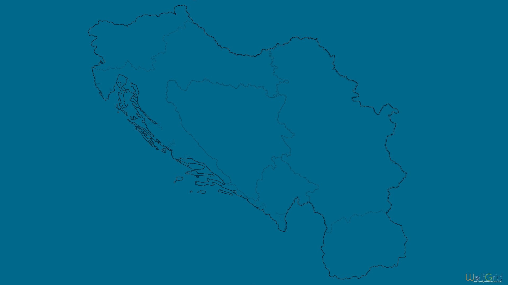 Map of Yugoslavia outline on a blue background HD Wallpaper