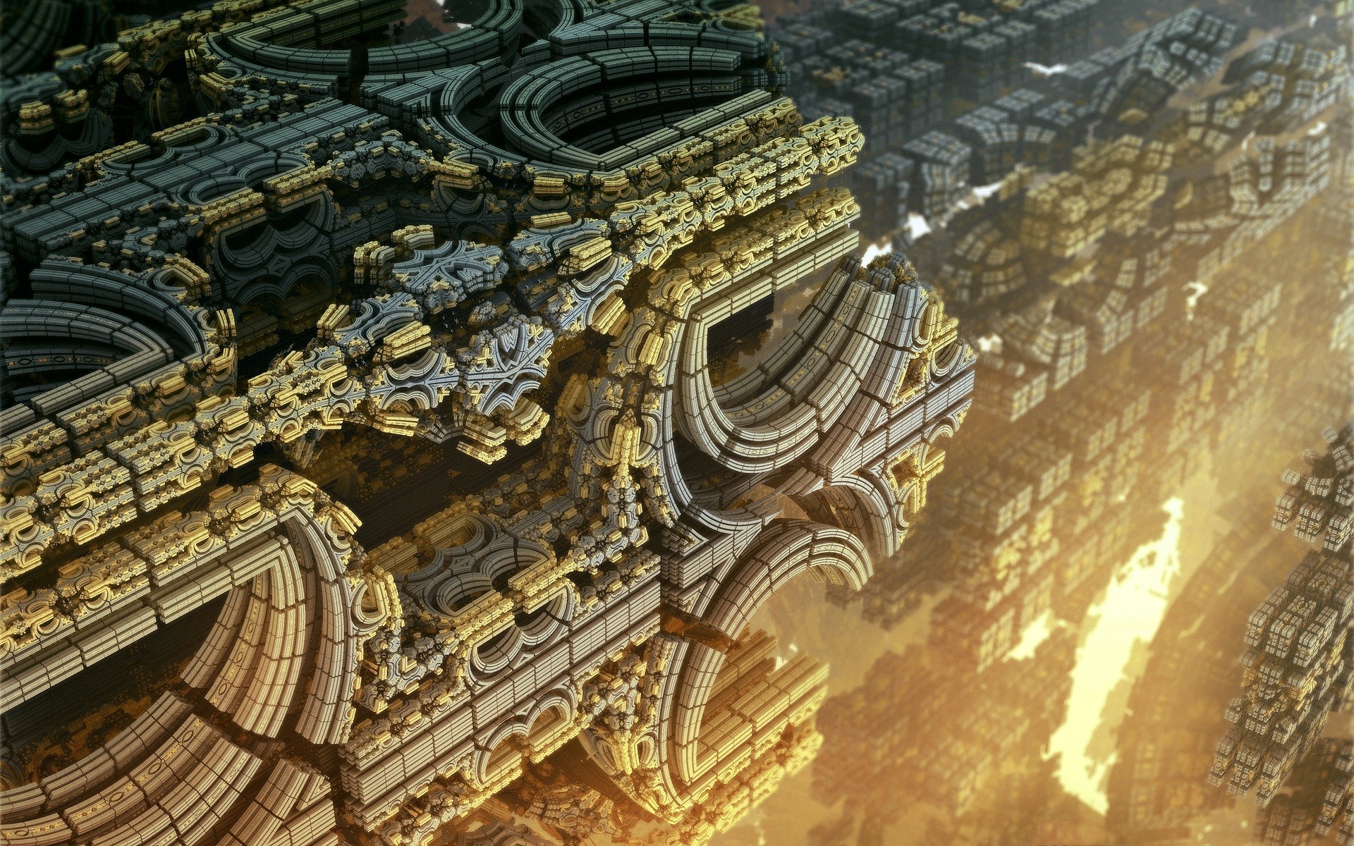 Abstract fractal 3D render with geometric structures HD Wallpaper