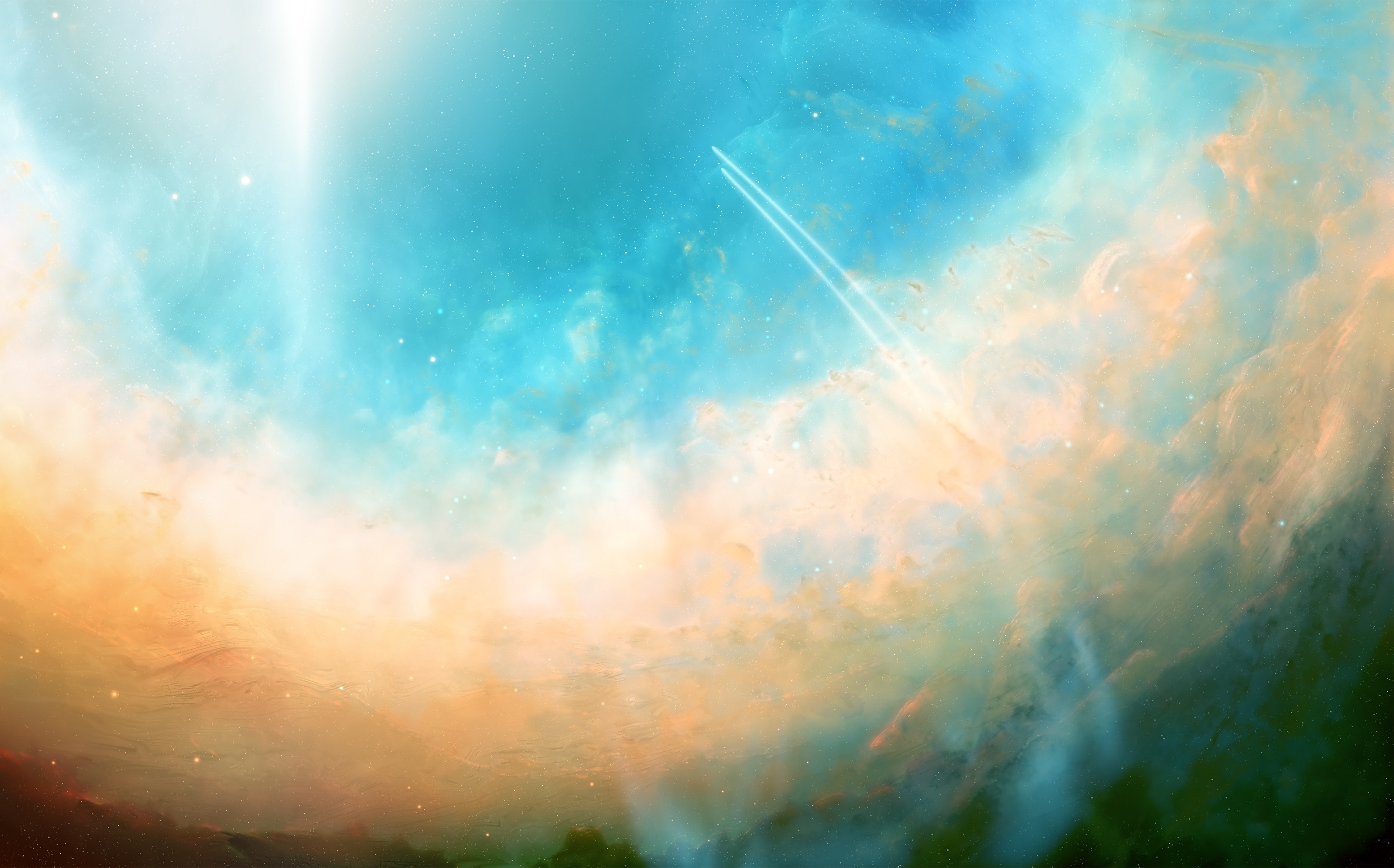 Abstract nebula with bright light and streaks HD Wallpaper
