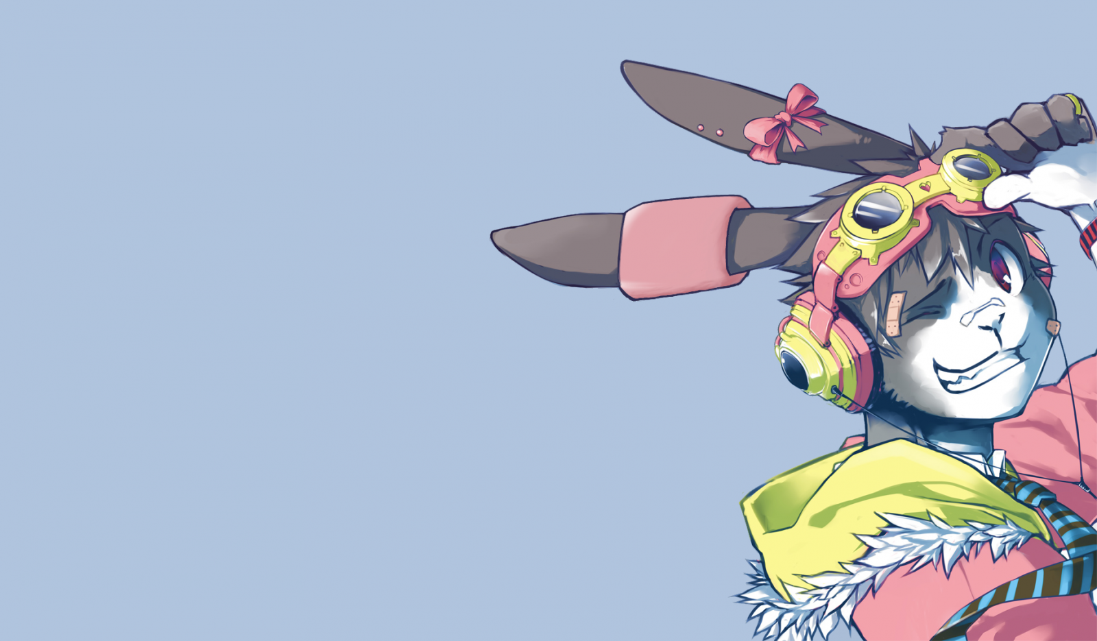 Anime furry character with headphones and goggles HD Wallpaper