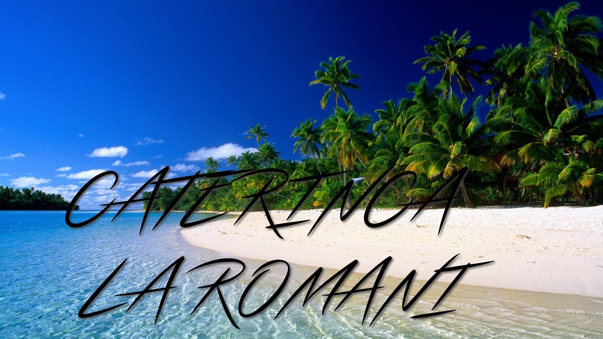 Catering La Romani typography on tropical beach HD Wallpaper