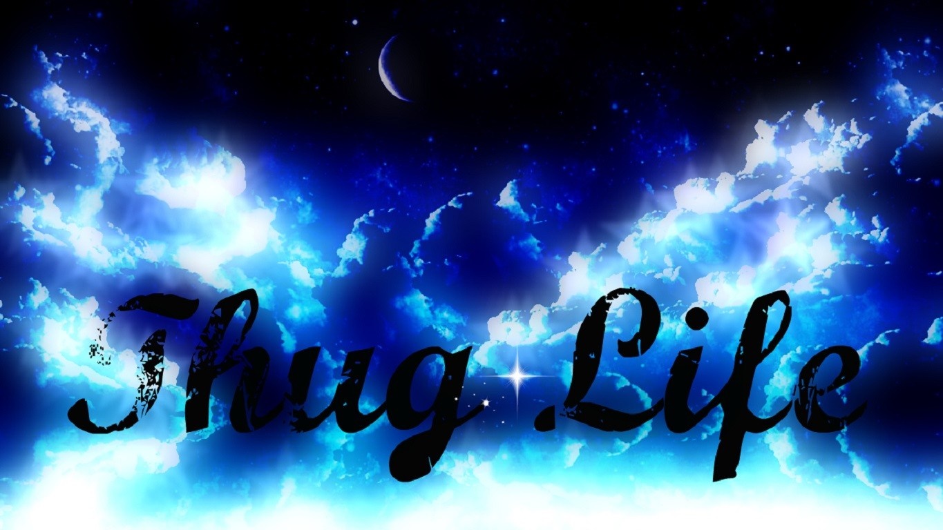 Thug Life text on a starry night sky with clouds HD Wallpaper