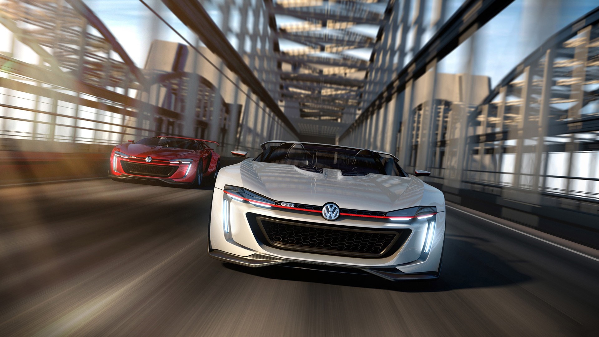 Volkswagen GTI Roadster concept cars on a bridge HD Wallpaper