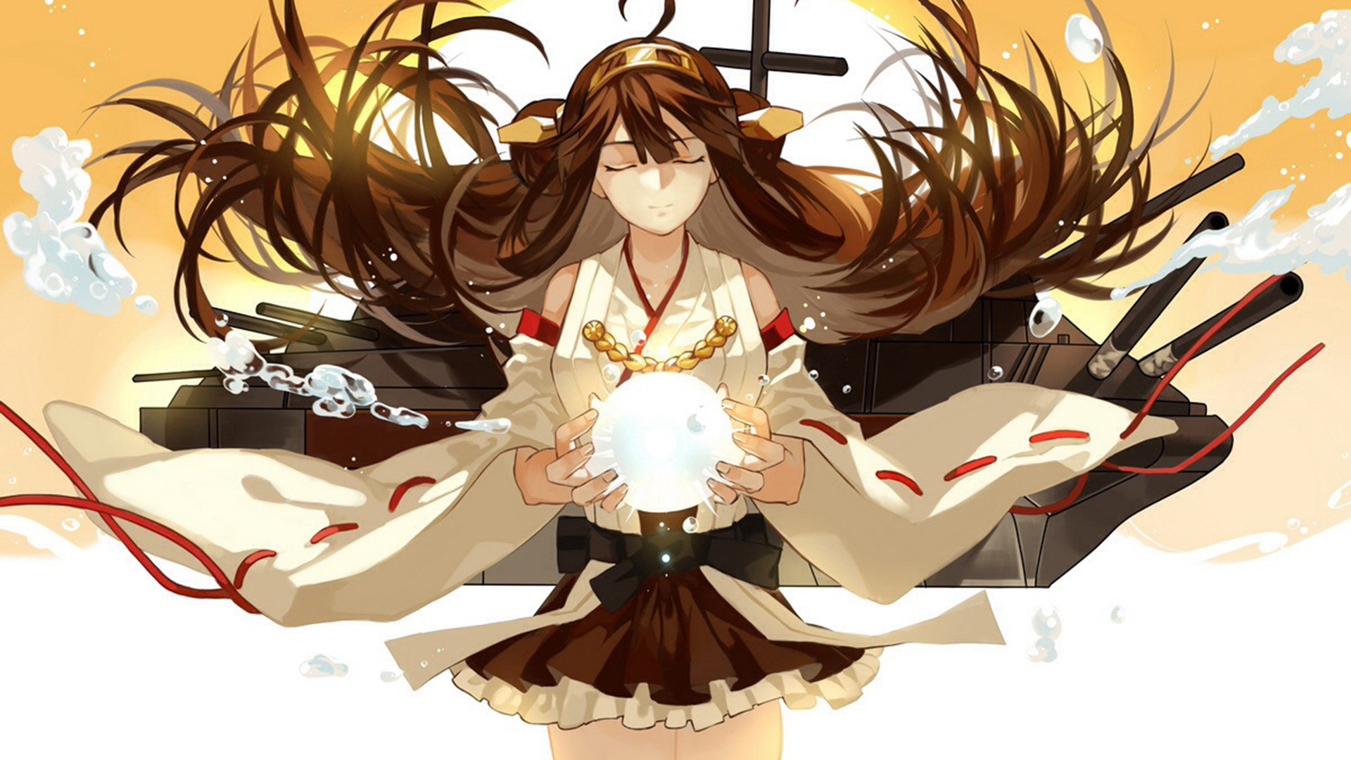 Kongou from Kantai Collection holding a glowing orb HD Wallpaper