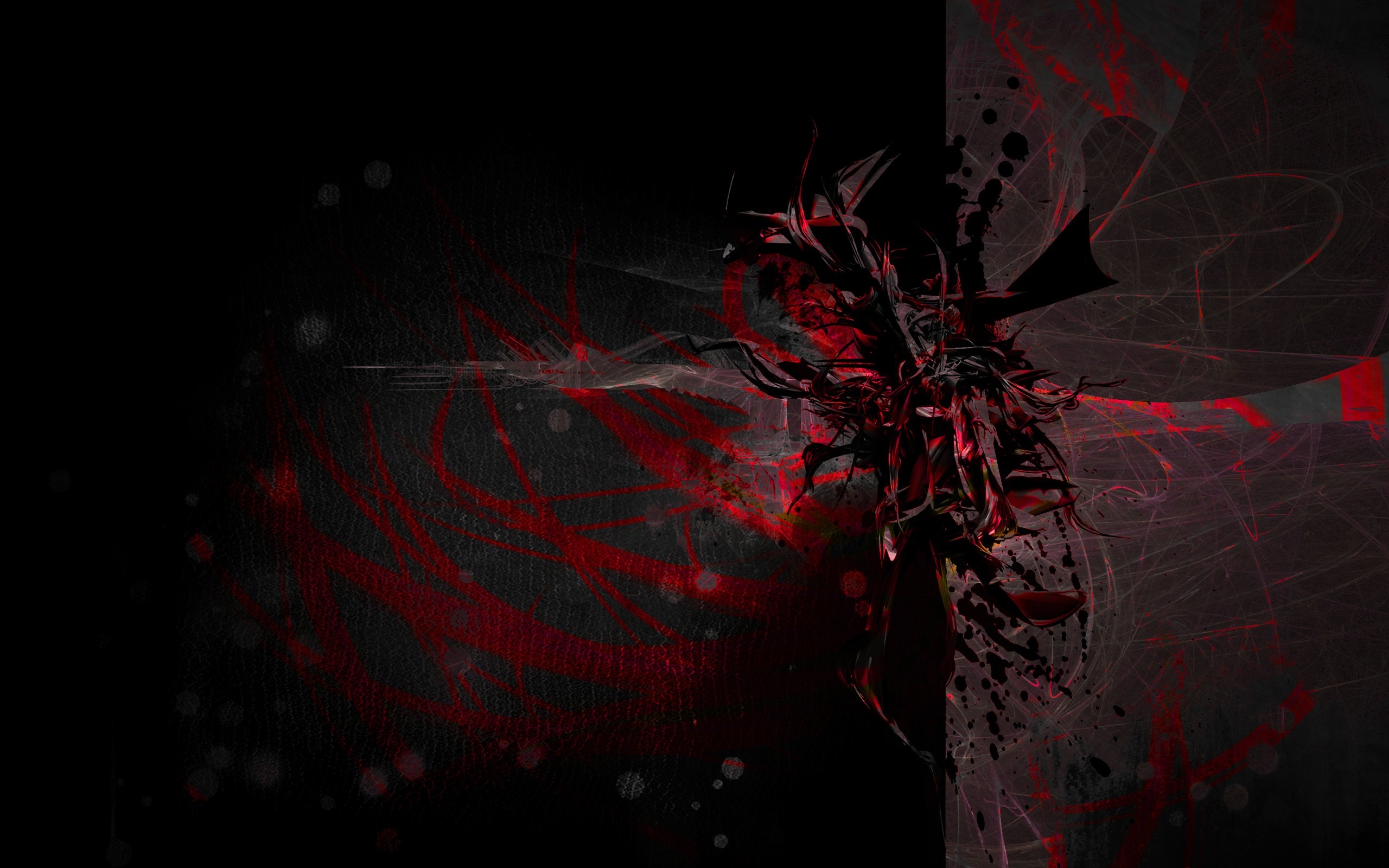 Abstract red and black fractal art HD Wallpaper