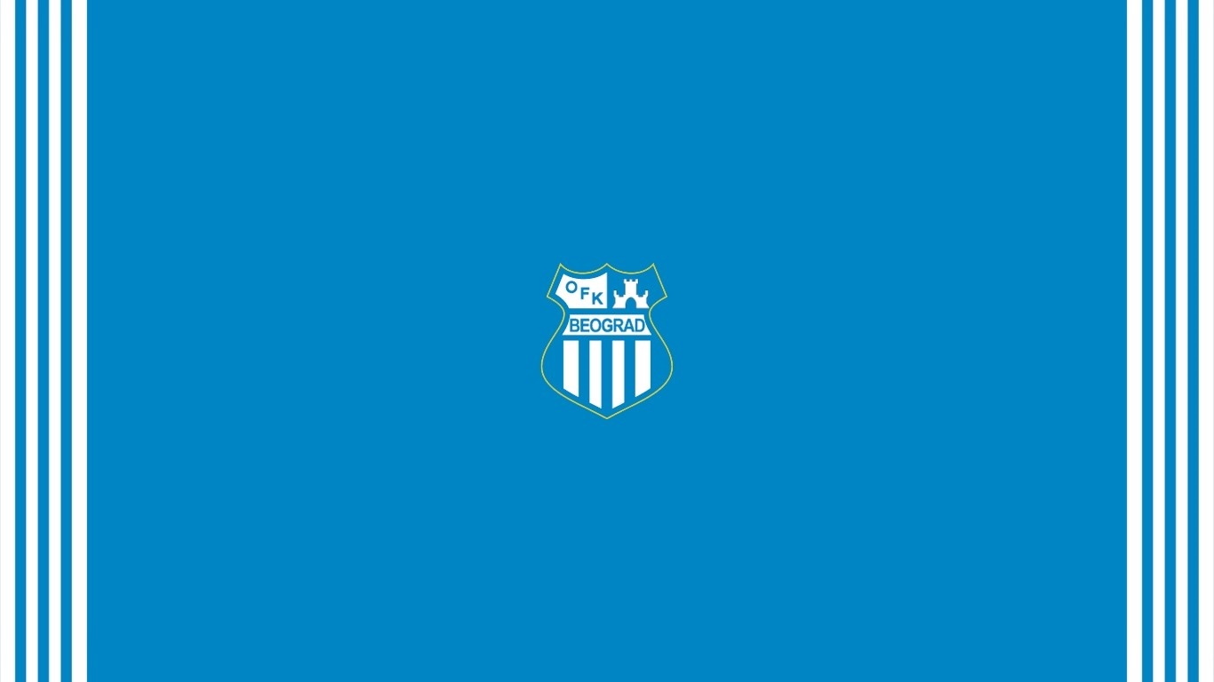 OFK Beograd logo on blue background with white stripes HD Wallpaper