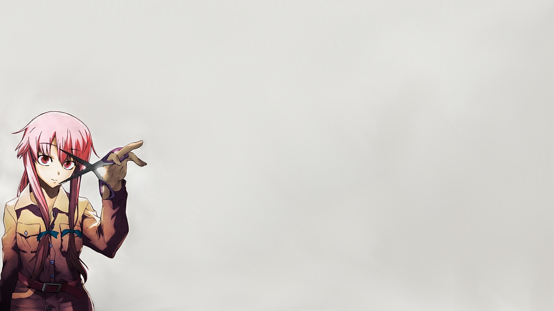 Gasai Yuno from Mirai Nikki holding scissors HD Wallpaper